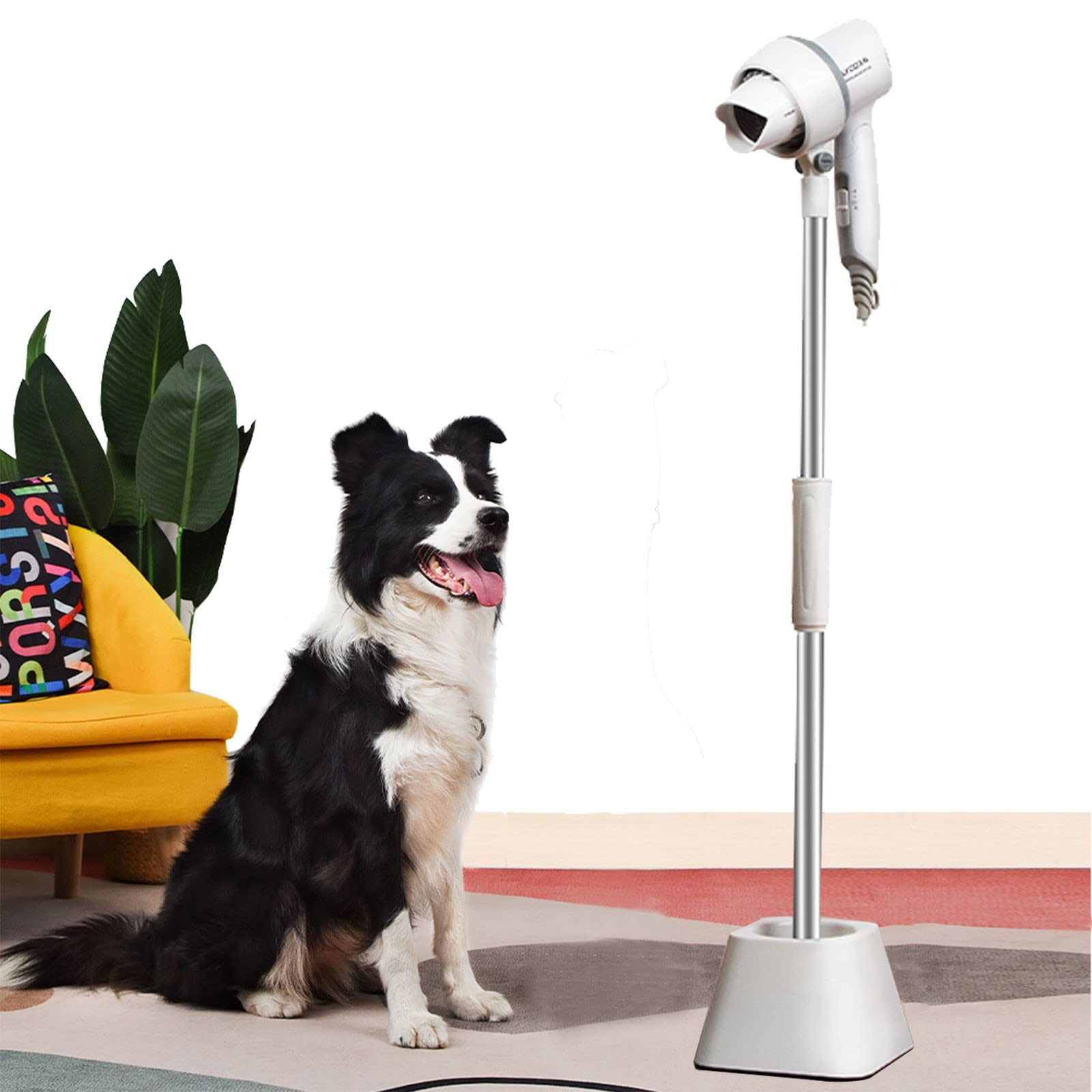 360° Rotating Hands-Free Hair Dryer Stand with Heavy Base - Adjustable Height Blow Dryer Holder for Bathroom, Vanity & Makeup Room - Perfect for Home Salon & Pet Grooming Table (Ideal for Styling, Drying & Grooming)