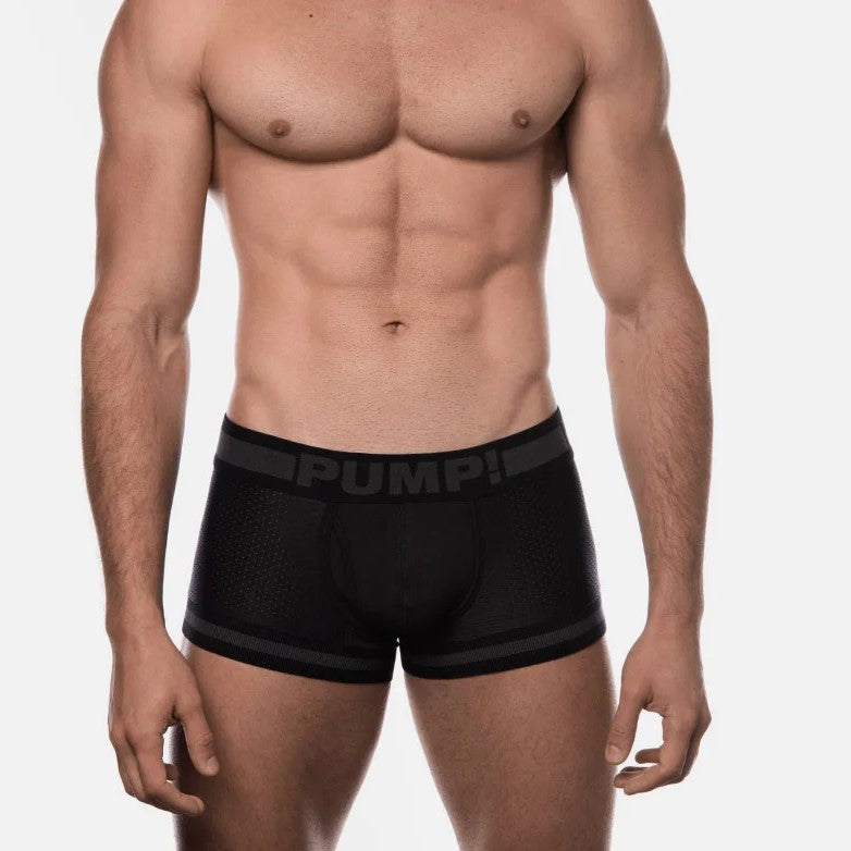 PUMP! Ninja Mesh Boxer Briefs for Men - Breathable & Comfortable Underwear for Workout, Gym & Everyday Wear - Black