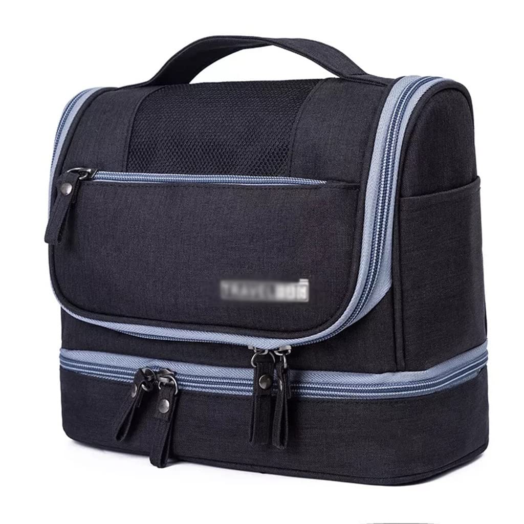 DXMRWJ Waterproof Hanging Toiletry Bag - 7.9L Travel Cosmetic Organizer with Heavy-Duty Zippers for Men & Women (Black, 25x13x21cm) - Perfect for Camping, Gym & Business Trips