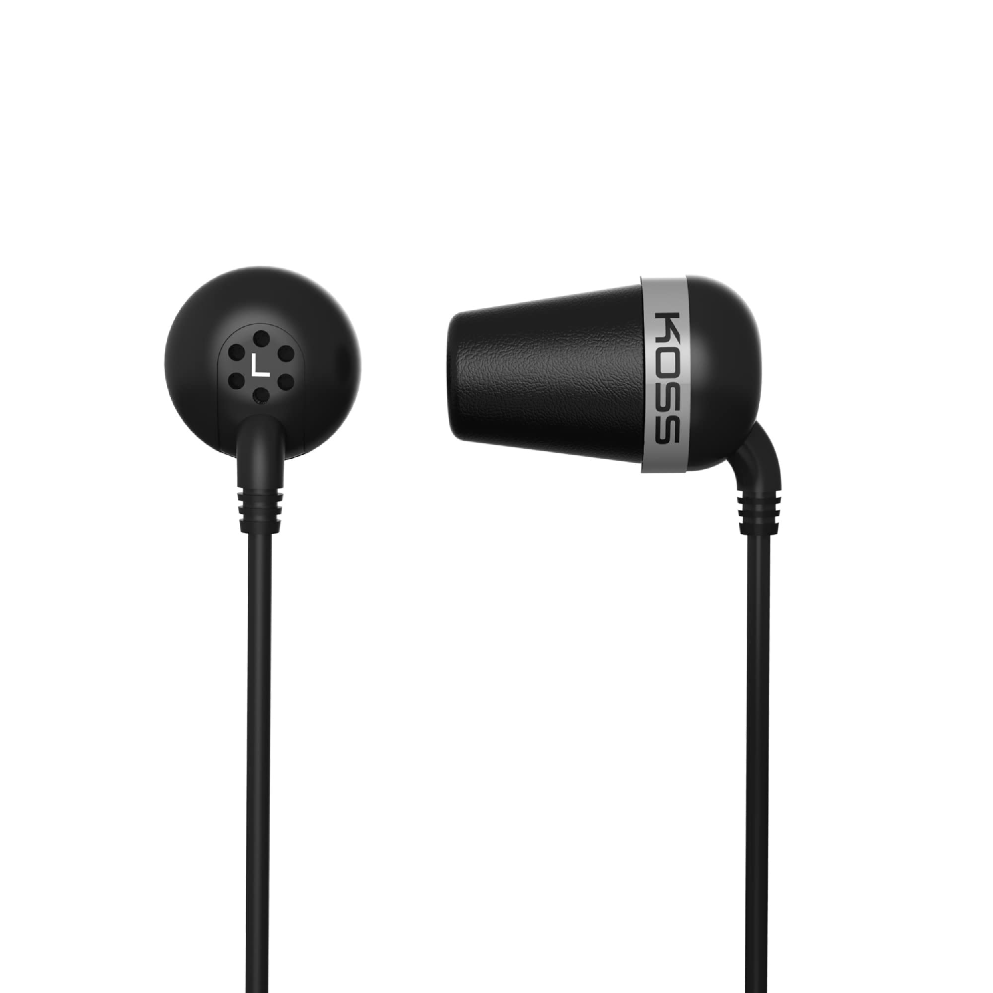 Koss 'The Plug' In-Ear Headphones - Black Noise Isolating Earbuds with Comfortable Fit for Running, Gym, Travel & Commuting