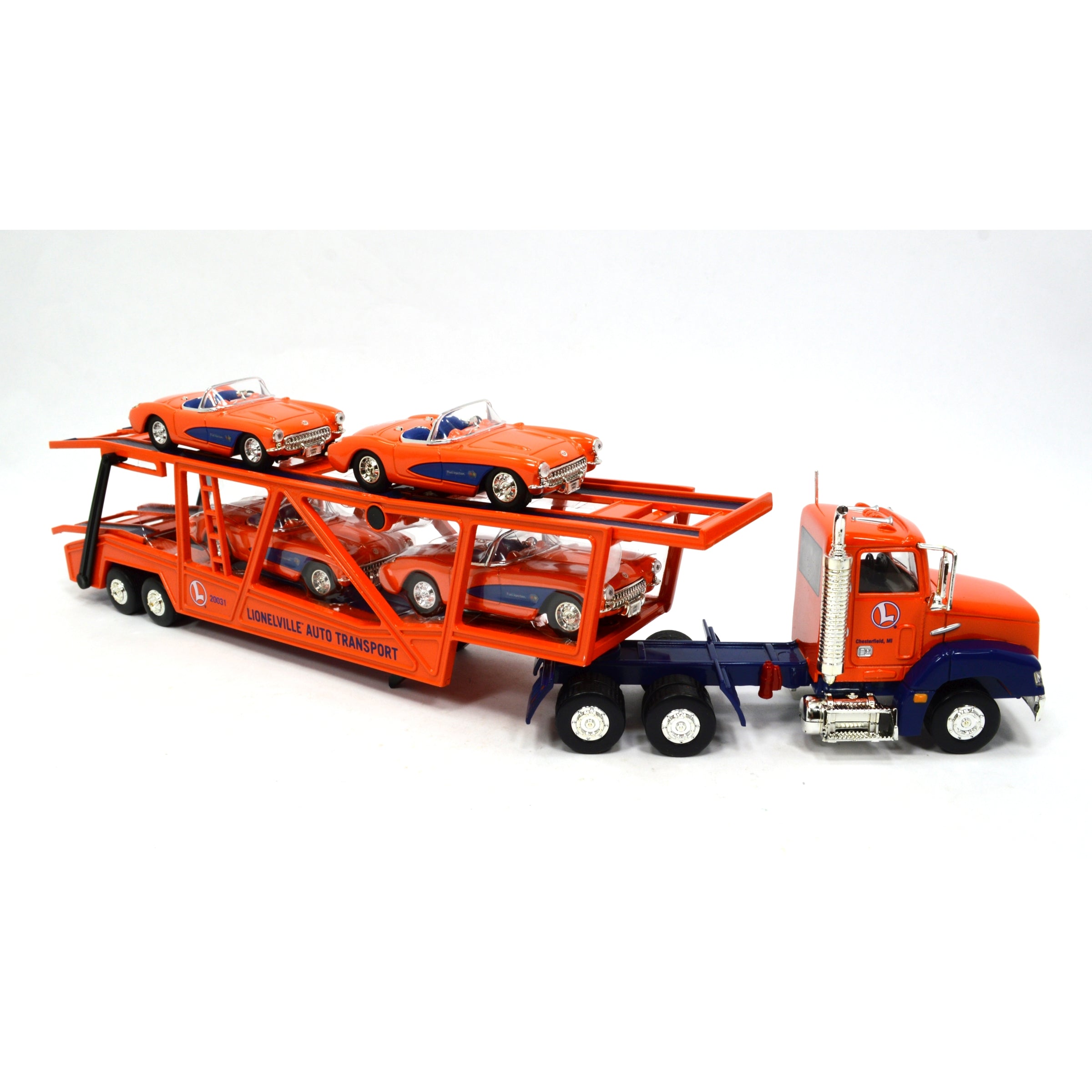 New in Box Lionel Lionville Auto Transport Diecast Car Carrier with 4 Cars - Perfect for Train Sets, Collectors & Kids Playroom Scenes