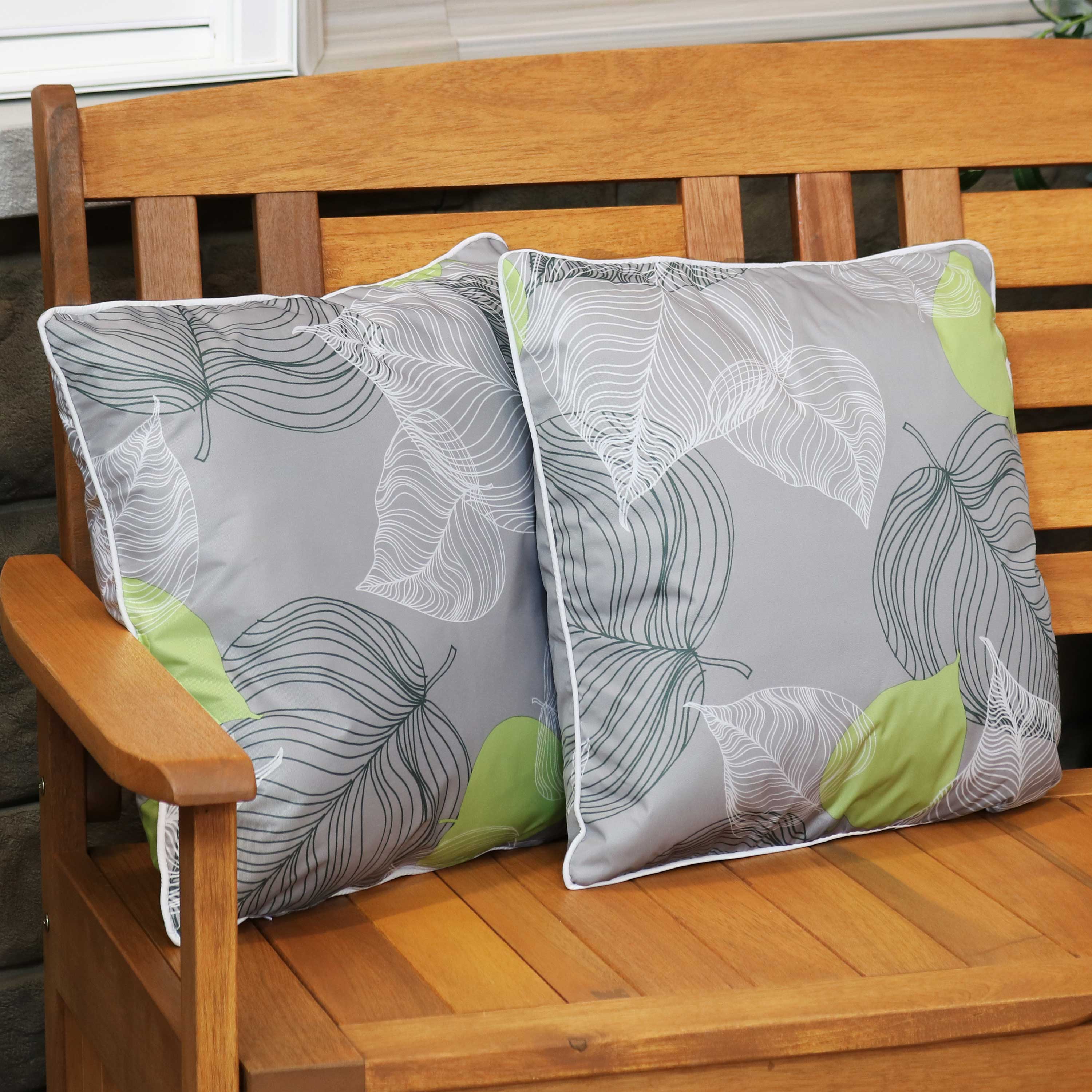 Stylish Sunnydaze Polyester Outdoor Decorative Throw Pillows Set of 2 - Waterproof & UV Resistant for Patio, Garden, Poolside & Porch Decor
