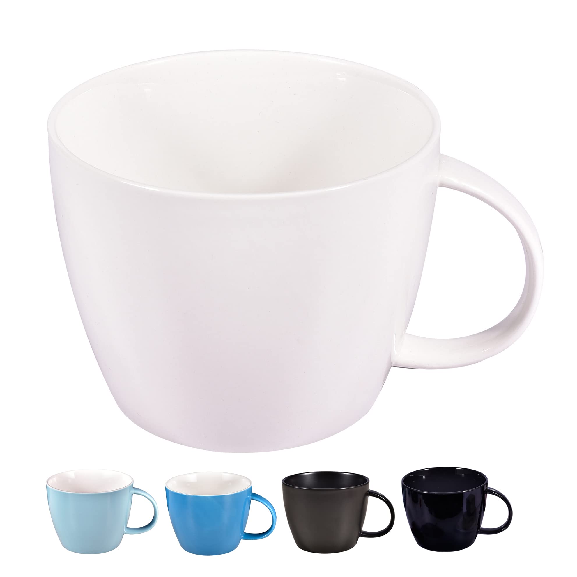 30oz Large Ceramic Coffee Mug with Handle - 900mL Wide Mouth Soup Bowl for Tea, Milk, Latte & Cereal - Microwave & Dishwasher Safe Breakfast Cup - Perfect for Home, Office, Camping & Gifts (White)