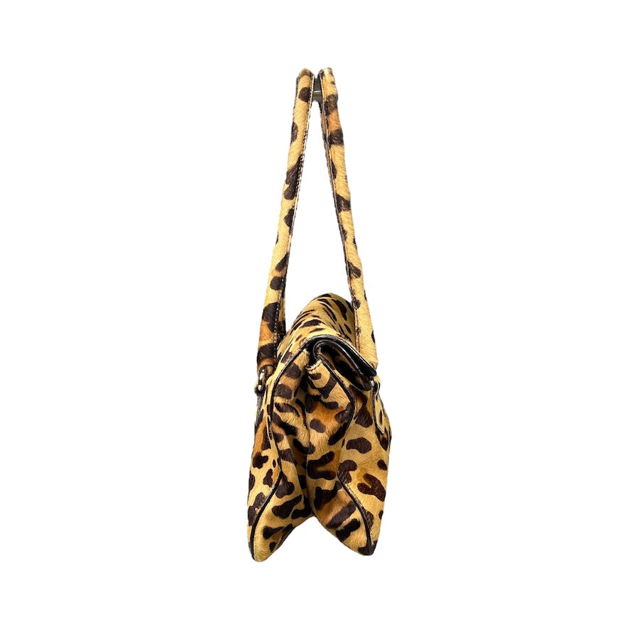 Prada Leopard Print Ponyhair Shoulder Bag GHR39 (2002) - Vintage Designer Handbag for Women, Perfect for Parties, Date Nights & Special Occasions