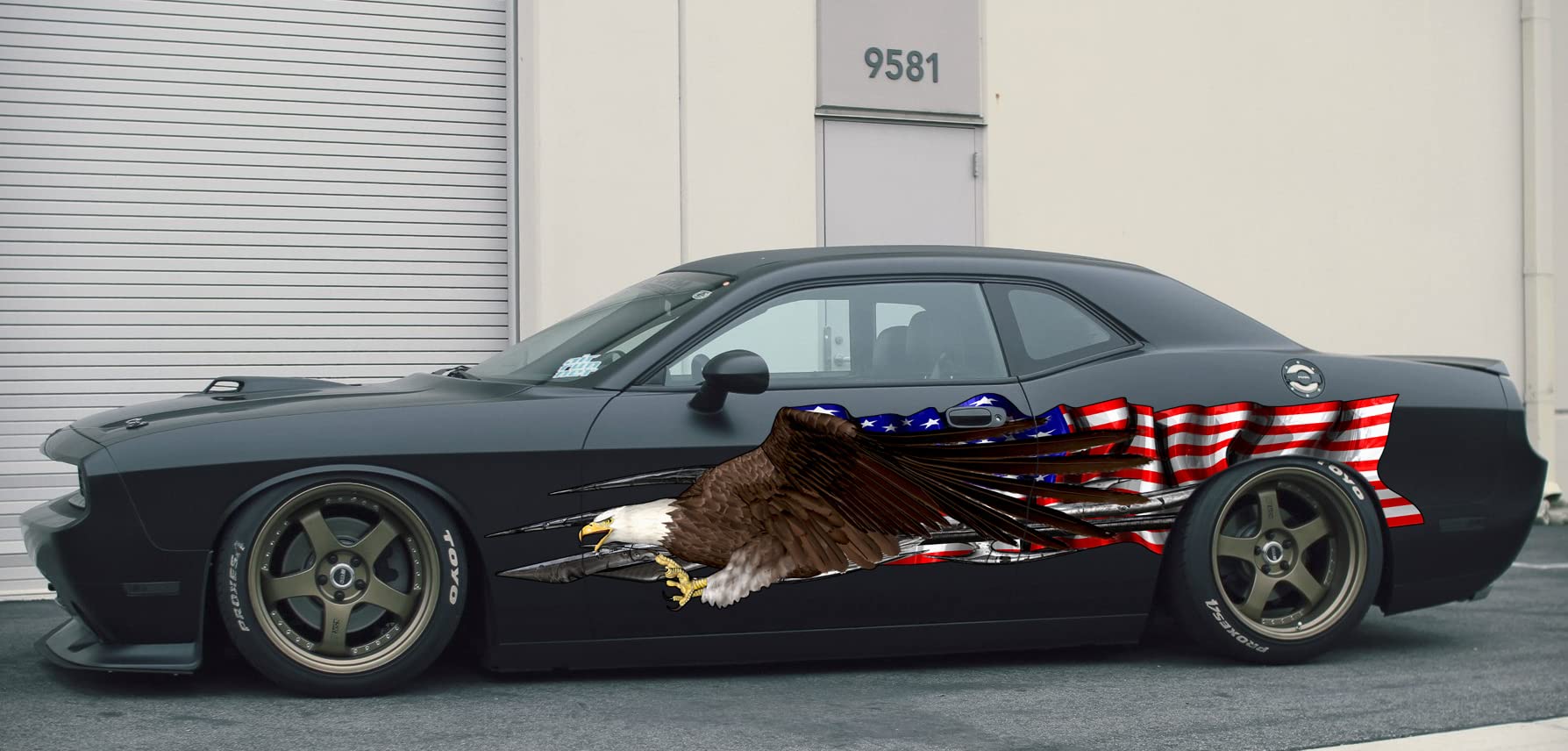 Patriotic US Eagle Car Vinyl Decal - American Flag Car Wrap Sticker - High Quality Full Color USA Graphics - Durable Tribal Design for Vehicles, Trucks & Windows - Perfect for 4th of July, Veterans Day & Car Shows