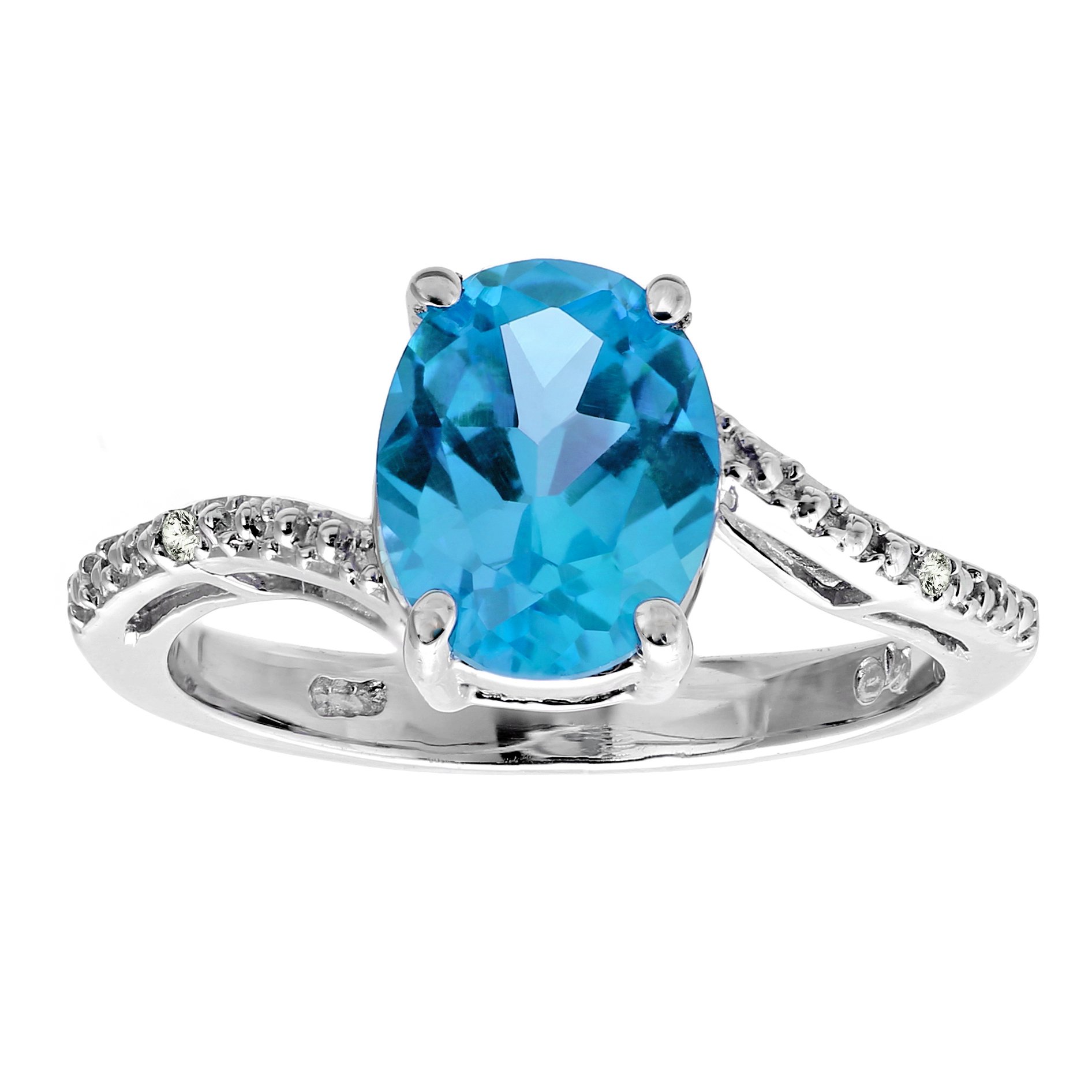 Amazon Collection Sterling Silver Blue Topaz & Diamond Accent Ring | Elegant Jewelry for Women, Perfect for Engagement, Anniversary & Special Occasions