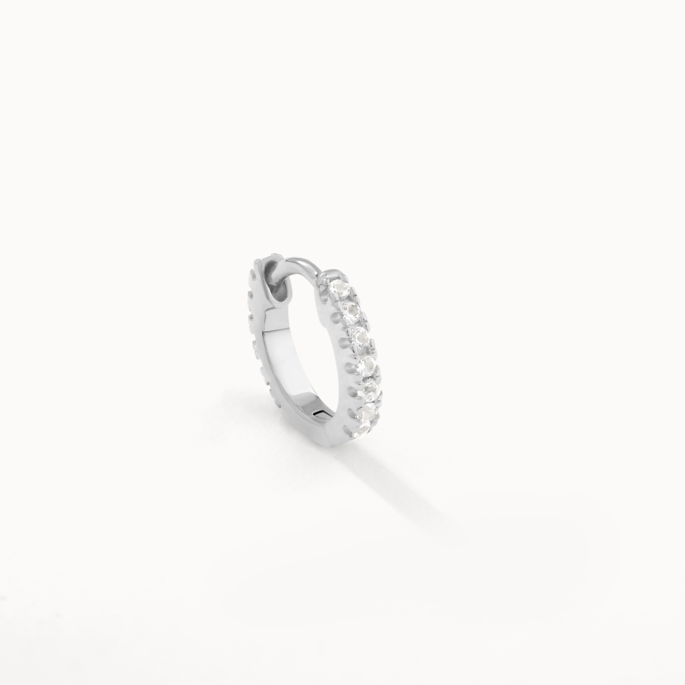 White Topaz Rainbow Huggie Earrings in Sterling Silver - Perfect for Everyday Wear & Special Occasions