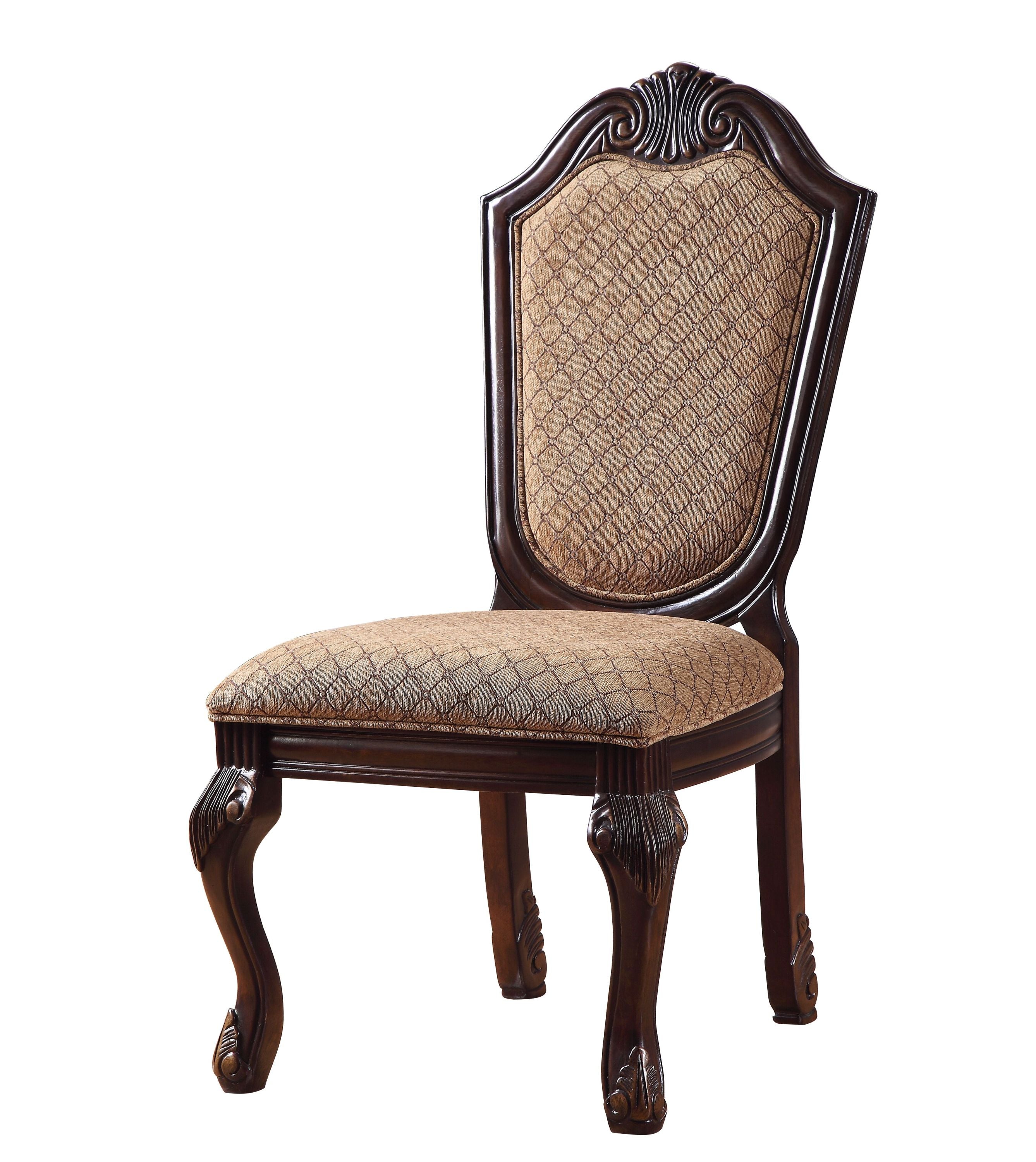 Chateau De Ville Fabric & Espresso Finish Side Chairs (Set of 2) - Elegant Dining Room Chairs for Home, Office, and Restaurant Use