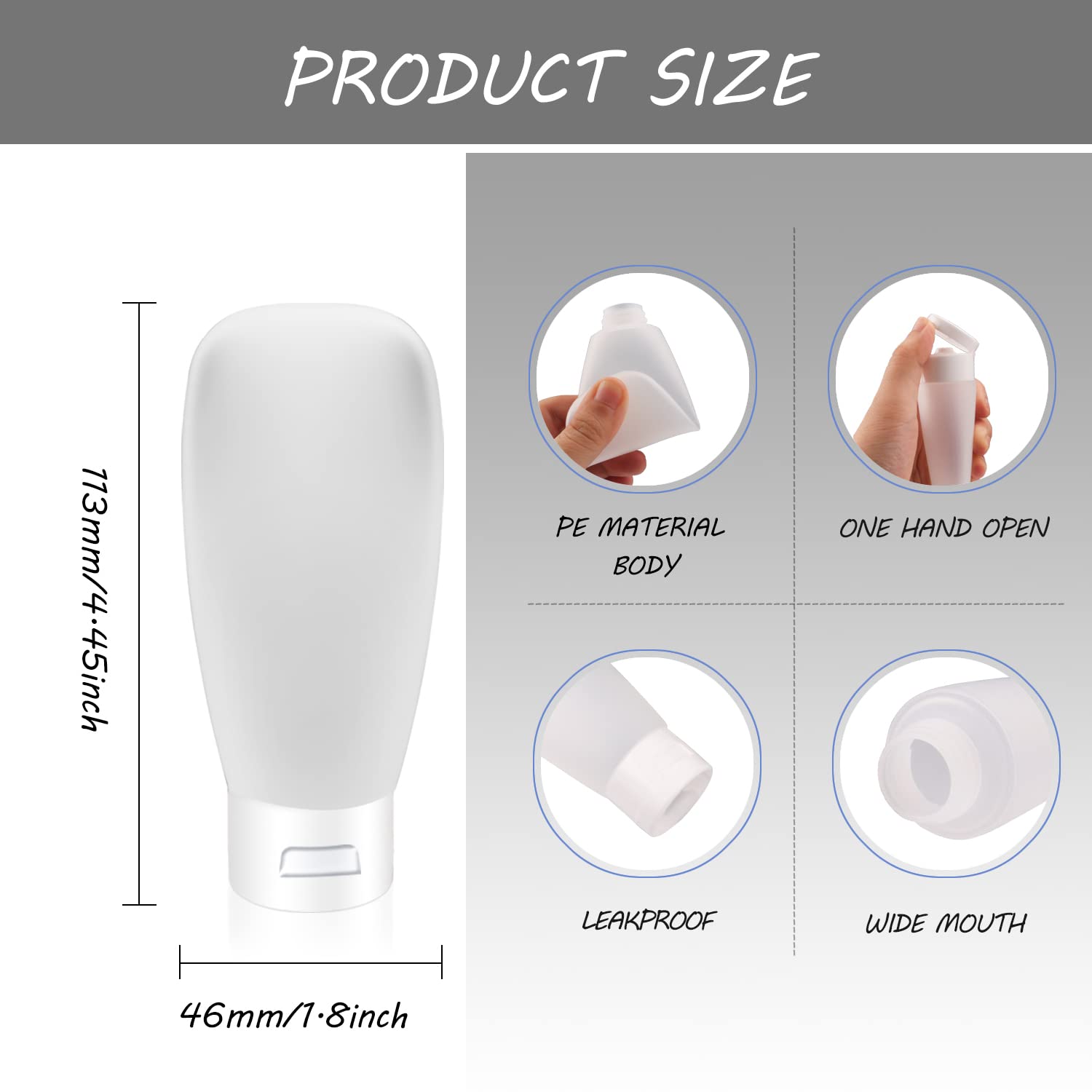 10 Pack 60ml/2oz Refillable Plastic Squeeze Tubes - Travel Bottles for Shampoo, Conditioner, Lotion & Toiletries | Translucent Frosted Soft Cosmetic Containers with Flip Top Lids | Perfect for Travel, Gym, Camping & Daily Use