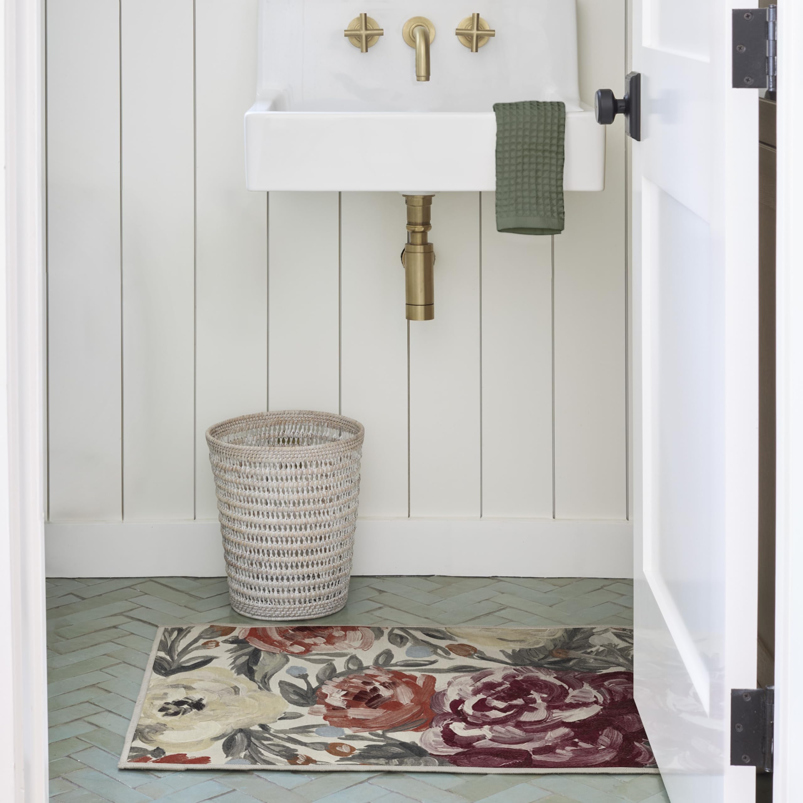 Ruggable Washable 2x3 Area Rug | Camellia Currant Pattern | Non-Slip Gripper Pad Included | Premium Machine Washable Rug for Living Room, Bedroom, Kitchen, Office & Classroom | Perfect for High-Traffic Areas & Pet-Friendly Homes
