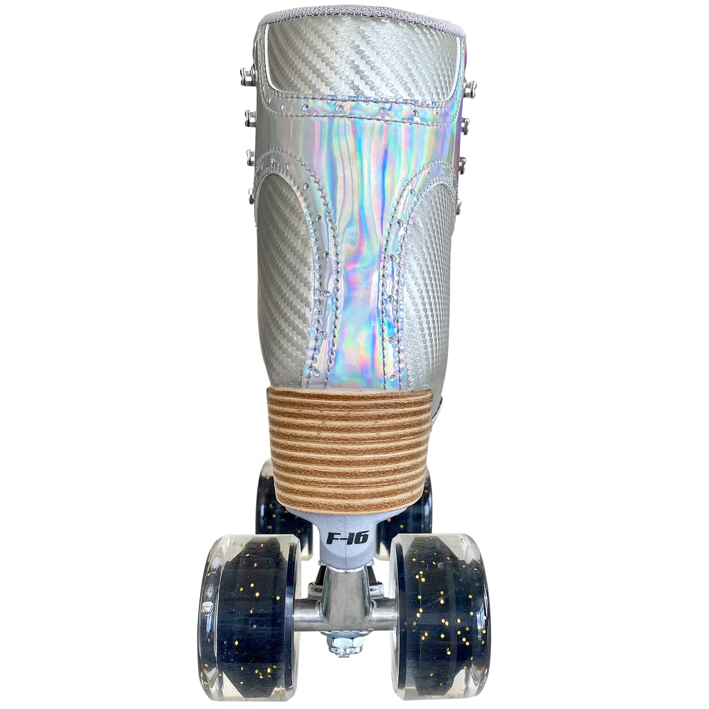 Jackson Ultima Vibe Tan Sole Roller Skates - Nylon Plate & Clear Glitter Lite Wheels - Women's Size 8 - Perfect for Indoor/Outdoor Skating, Rink, Fitness & Recreational Use