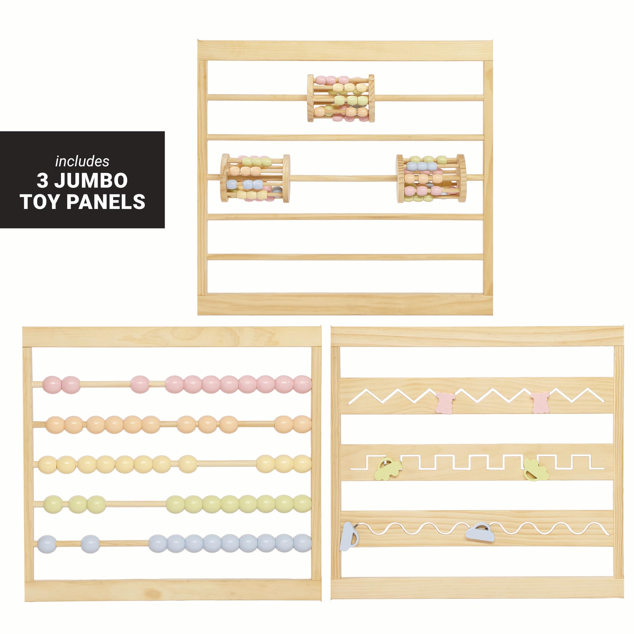 Extra Large Wooden Playpen for Toddlers & Babies - 8/10 Panel Foldable & Adjustable Baby Play Yard - Natural Wood Baby Gate for Indoor/Outdoor Use - Perfect for Playrooms, Daycares & Backyards