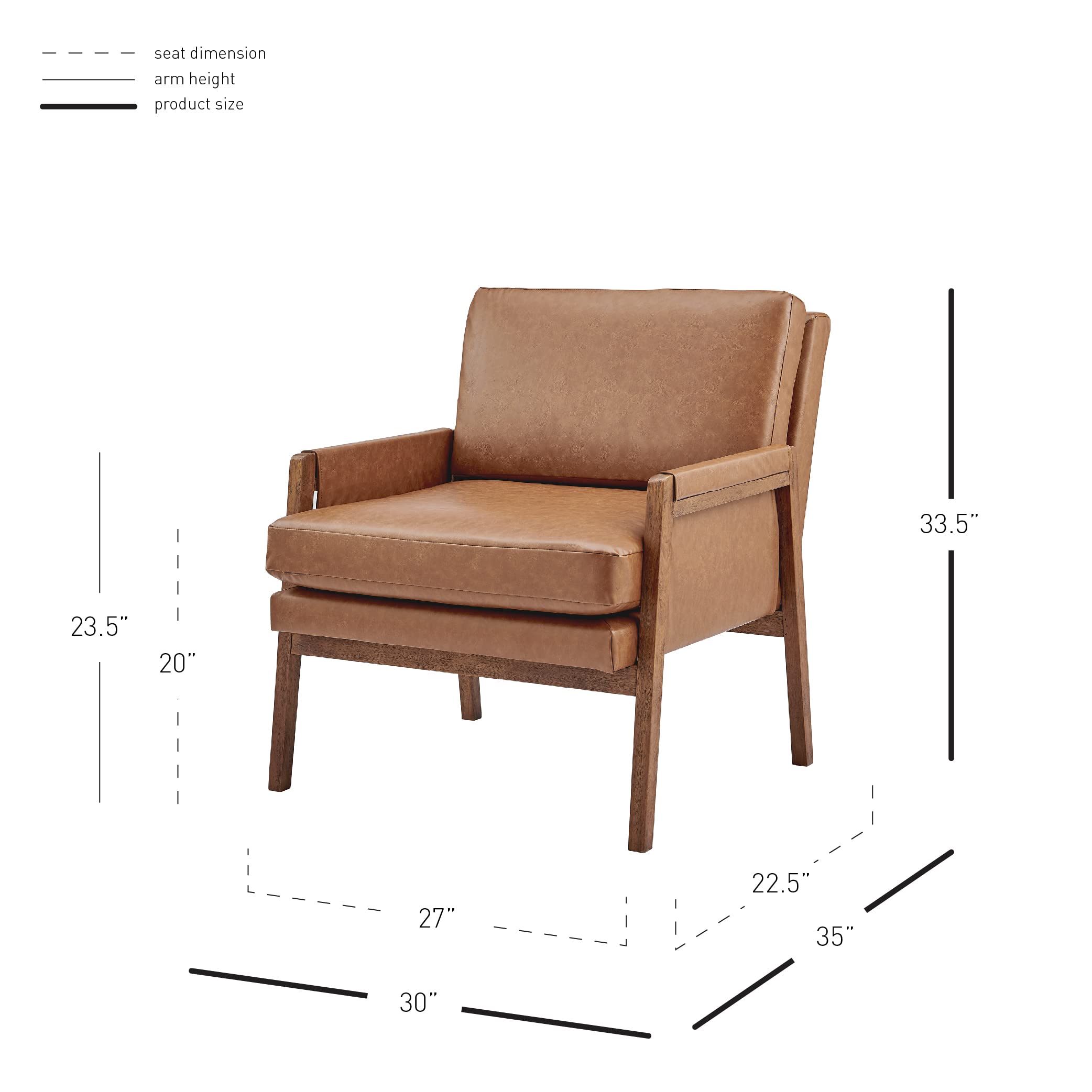 Vintage Cider Accent Chair with PU Arms - Mid Century Modern Yellow Lounge Chair for Living Room, Bedroom & Office - NPD Furniture and More