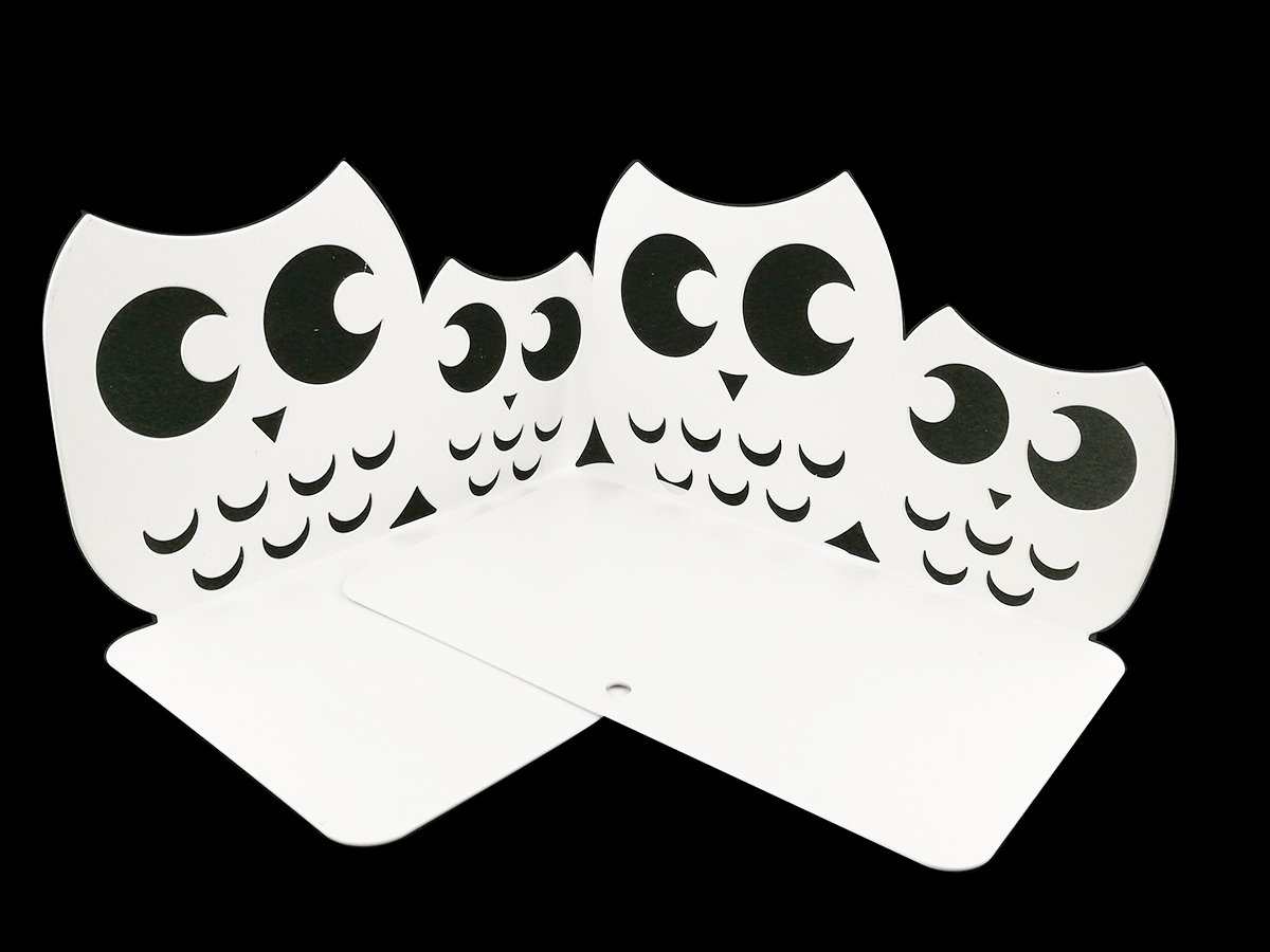 Creative Non-Slip Owl Bookends for Kids - Cute Animal Book Holder, Perfect Gift for Girls' Birthday (White) - Ideal for Nursery, Bookshelf Decor & Study Room Organization