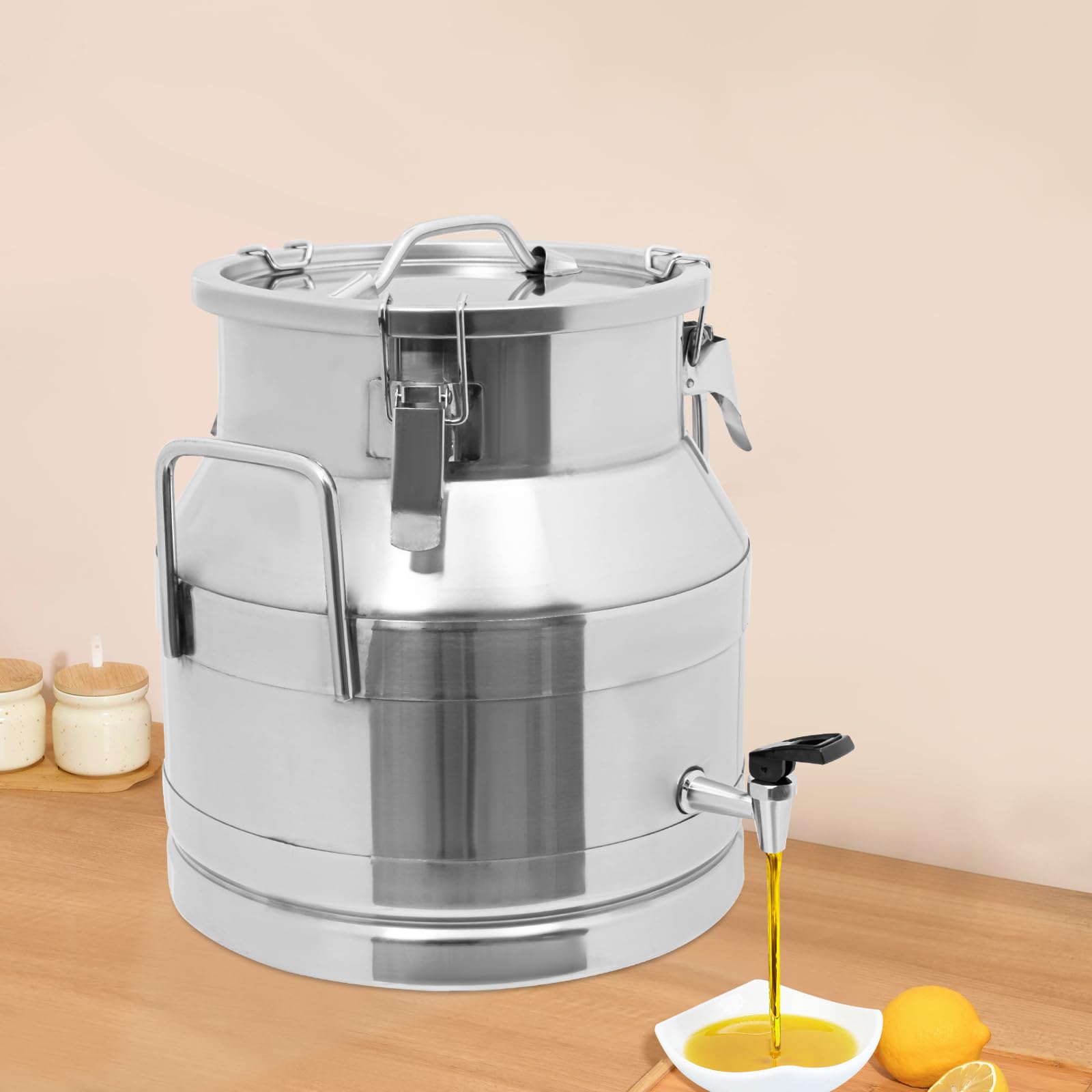 20L (5.28 Gallon) Heavy Duty Stainless Steel Milk Can with Sealed Lid & Faucet - Multi-Purpose Wine Pail, Milk Bucket, Tote Jug for Home Brewing, Dairy Storage, and Outdoor Use