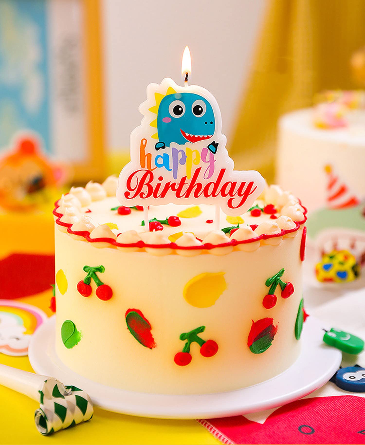 Dinosaur Candle Set - 6 Pack Cartoon T-Rex Birthday Candles for Kids, Party Decorations & Cake Toppers | Perfect for Birthday Parties, Baby Showers & Dinosaur Themed Events