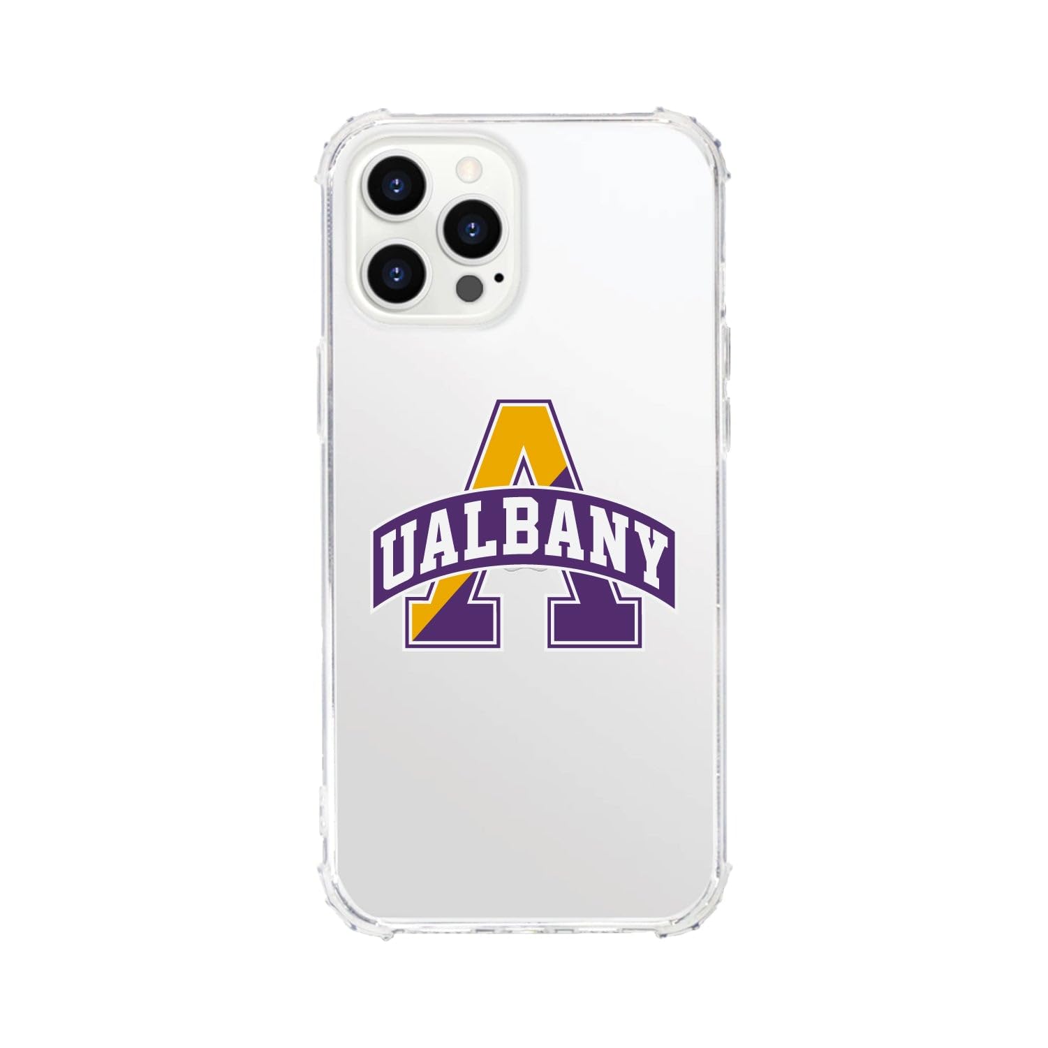 OTM Essentials Rugged Phone Case for iPhone 13 Pro Max - Shockproof Protective Cover with Reinforced Edges | Classic White Design | Perfect for University at Albany Students & Outdoor Activities