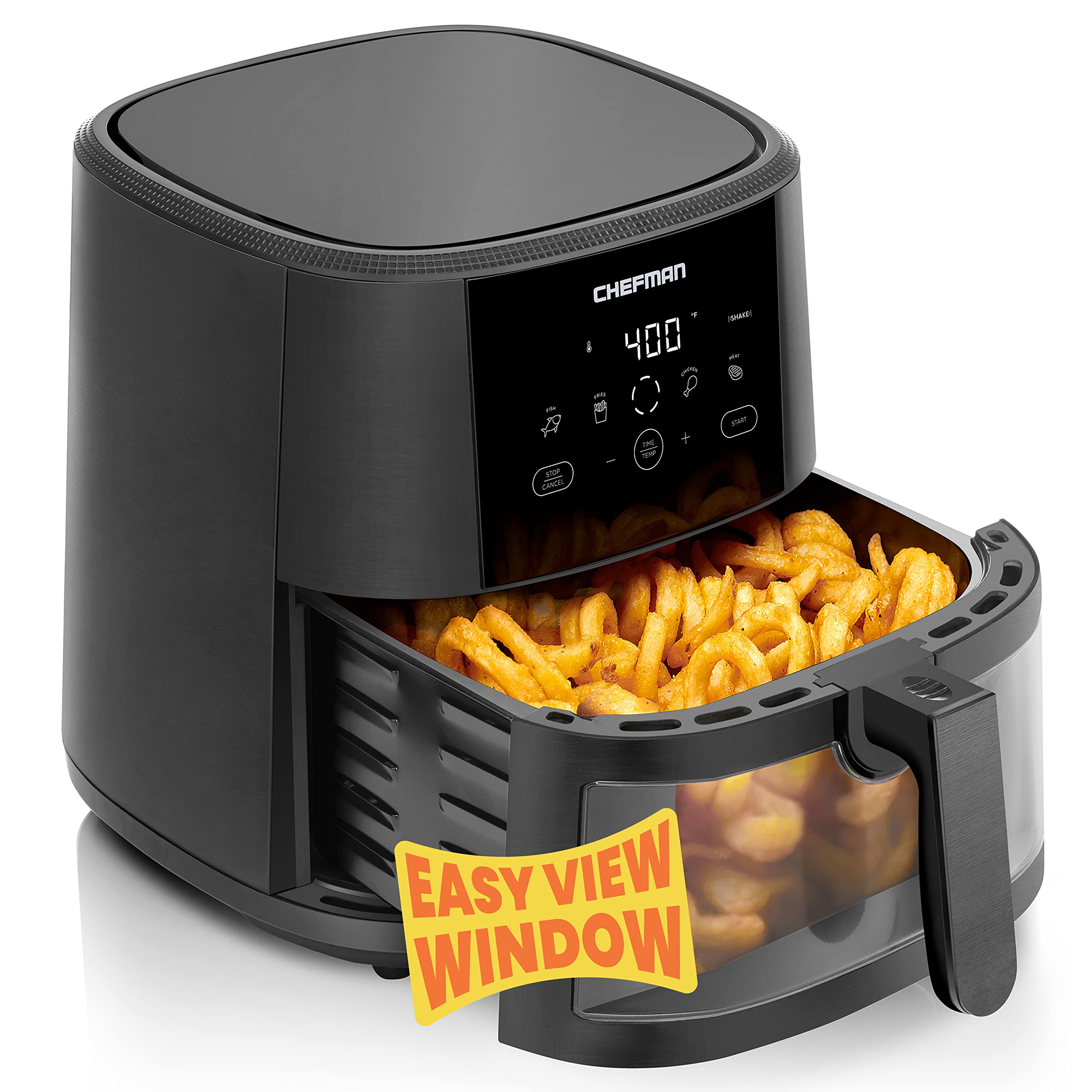Chefman TurboTouch Easy View Air Fryer - 8 Quart Oil-Free Healthy Cooking with Clear Window for Crispy Low-Calorie Meals | Perfect for Family Dinners, Meal Prep & Healthy Snacks