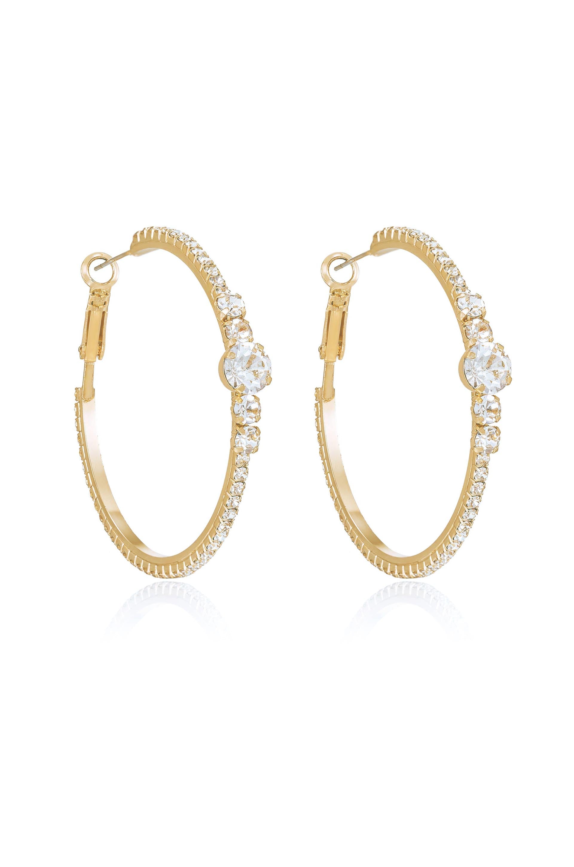 Hollywood Forever Crystal Hoop Earrings for Women - 925 Sterling Silver Hypoallergenic Dangle Earrings - Perfect for Parties, Weddings & Everyday Wear