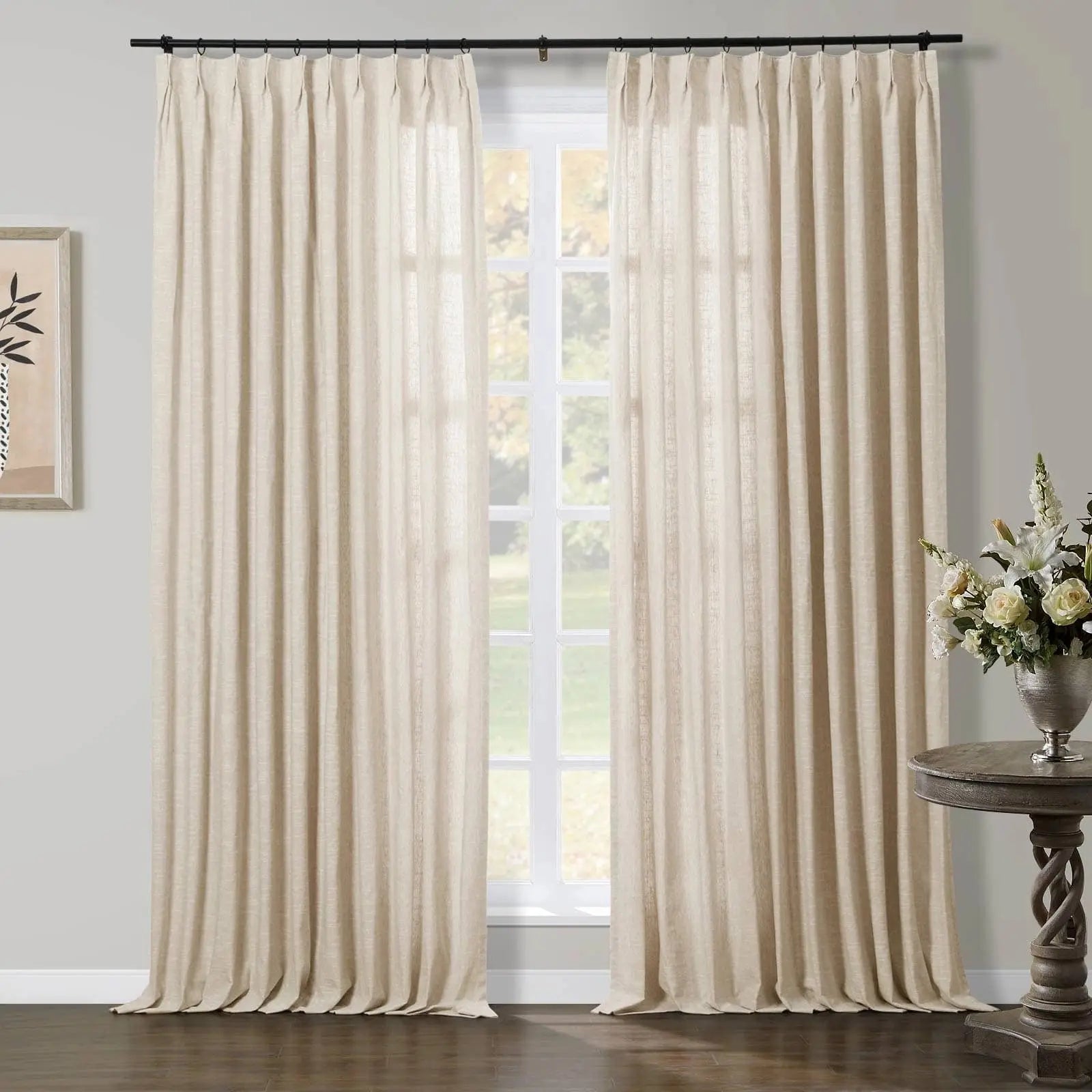Luxury Linen Cotton Pleated Curtains - Blackout Drapes for Living Room & Bedroom - Elegant Home Decor Window Treatments