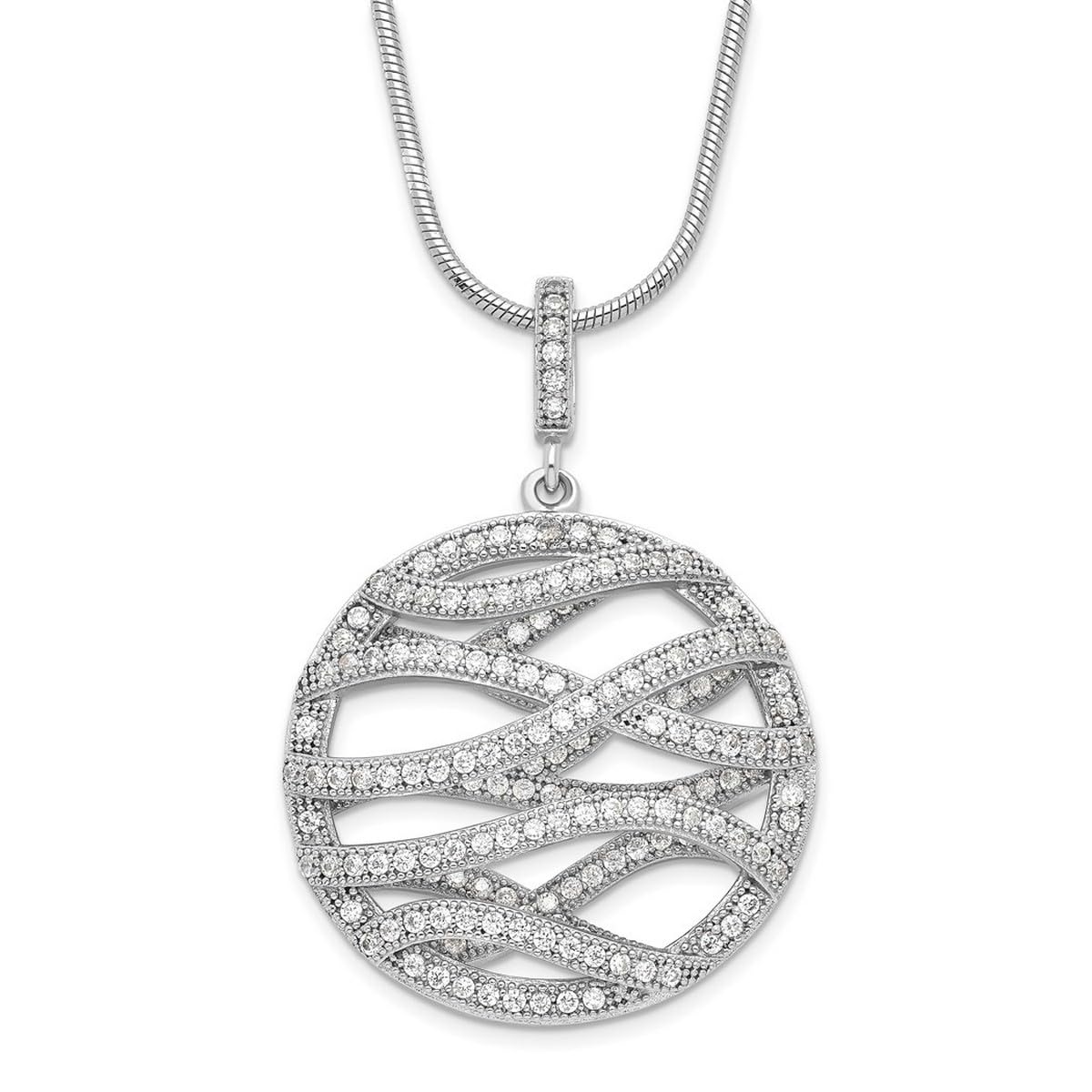 925 Sterling Silver Lobster Claw Necklace with CZ Cubic Zirconia Stones - 18 Inch Polished Round Chain for Women | Perfect for Weddings, Parties & Everyday Elegance