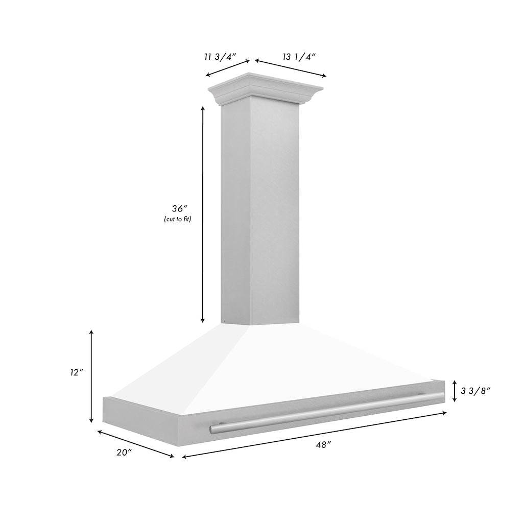 ZLINE 30 Inch Convertible Wall Mount Range Hood - Satin Stainless Steel with White Matte Shell & Stainless Steel Handle (KB4SNX WM 30) | Powerful Kitchen Ventilation for Home Cooking & Baking