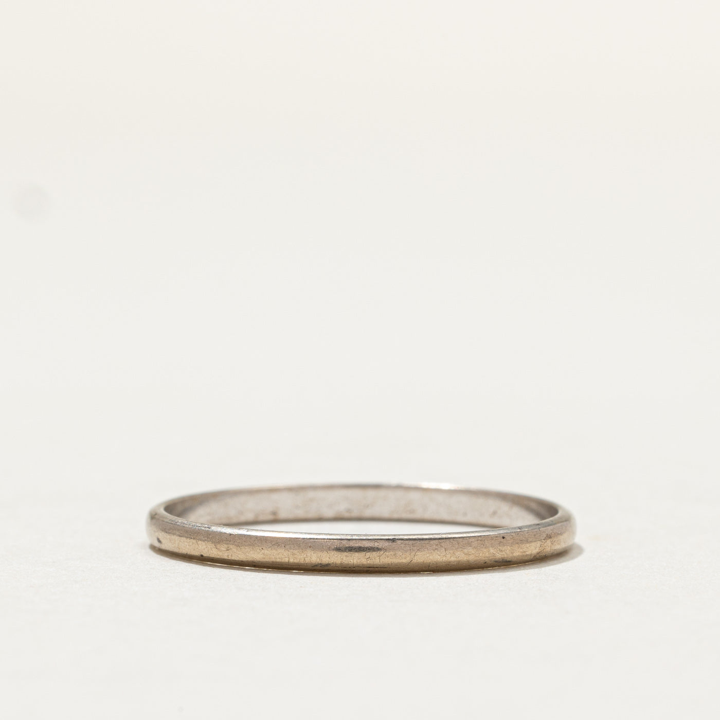9K White Gold Plain Thin Band Ring - Size 9.25 - Minimalist Wedding Band, Anniversary Ring, Everyday Jewelry for Women & Men