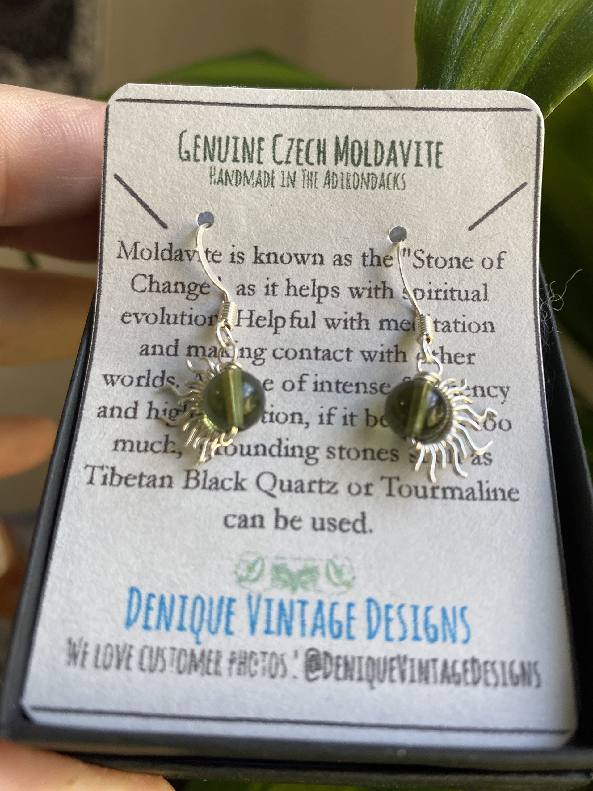 Authentic Czech Moldavite Sterling Silver Sunburst Earrings - Dainty Half Sun Charm Jewelry with Certificate | Boho Chic & Spiritual Healing Jewelry for Women