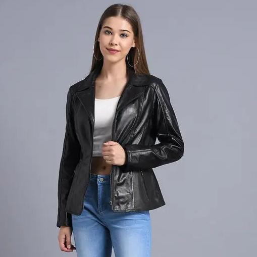 BOL Women's Classic Open Collar Leather Jacket – Stylish Faux Leather Motorcycle Jacket for Casual Outfits & Fall Fashion