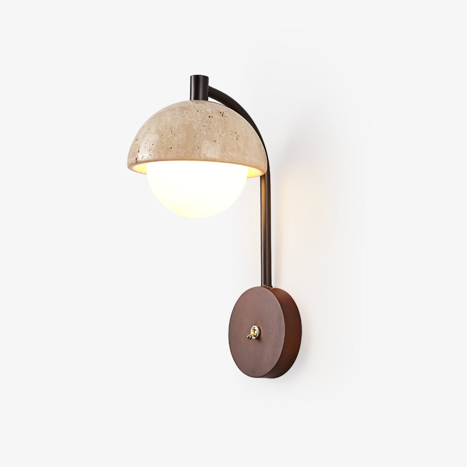 Arco Travertine Wall Lamp - Modern Rustic Sconce Light Fixture for Living Room, Bedroom, and Hallway Decor