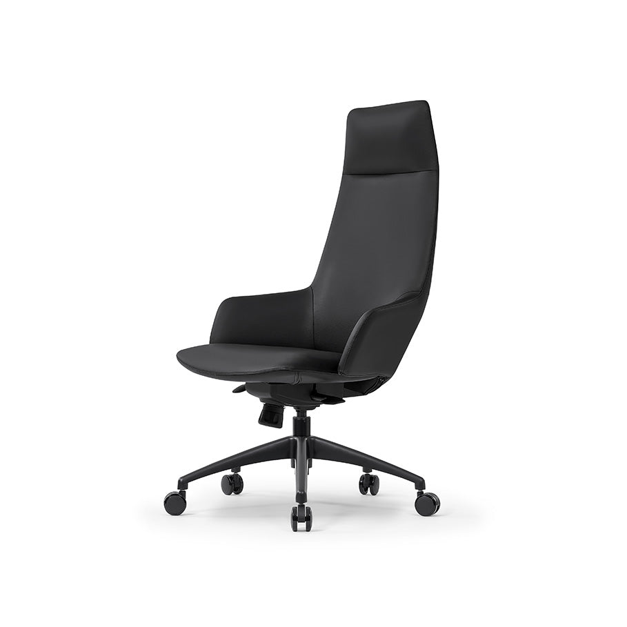 CRUZ Ergonomic High Back Office Chair - Black - Adjustable Lumbar Support & Tilt Mechanism for Home & Office Workspace