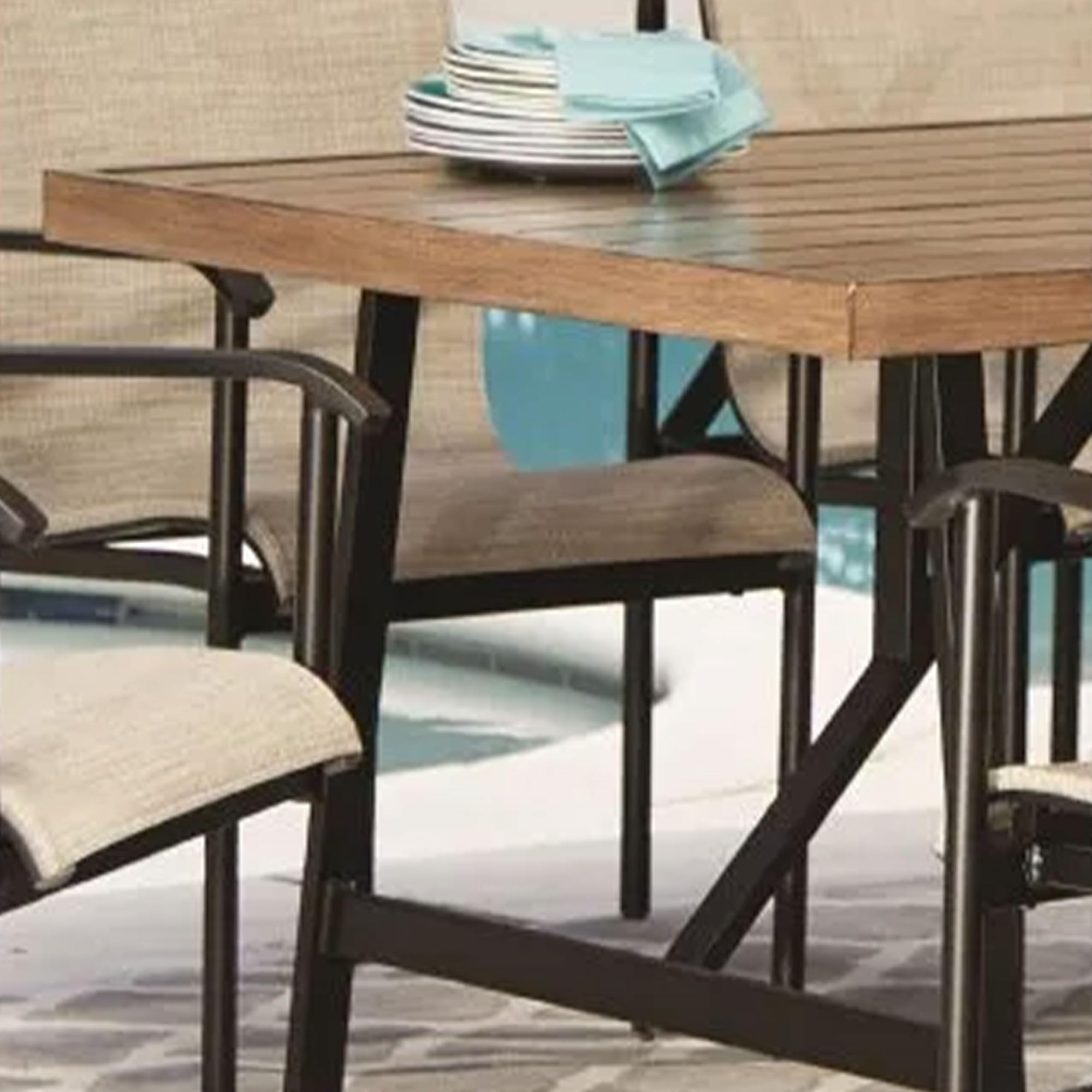 40 x 70 Inch Outdoor Dining Table - 2-Tone Aluminum Patio Table with Rust-Proof Frame (Black/Coffee) - Perfect for Backyard BBQs, Poolside Gatherings & Garden Parties