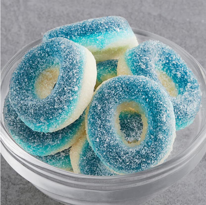 SweetGourmet Blue Raspberry Gummy Rings - 2lb Bulk Sour Candy for Parties, Movie Nights & Snacking | Delicious Chewy Gummi Treats