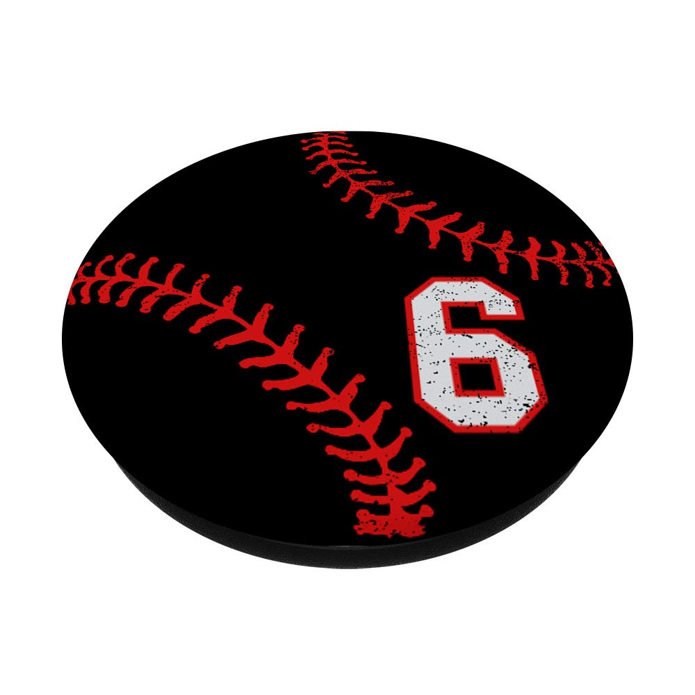 Red and Black Baseball Number 6 Phone Stand - Perfect for Sports Fans, Office Desks & Home Decor