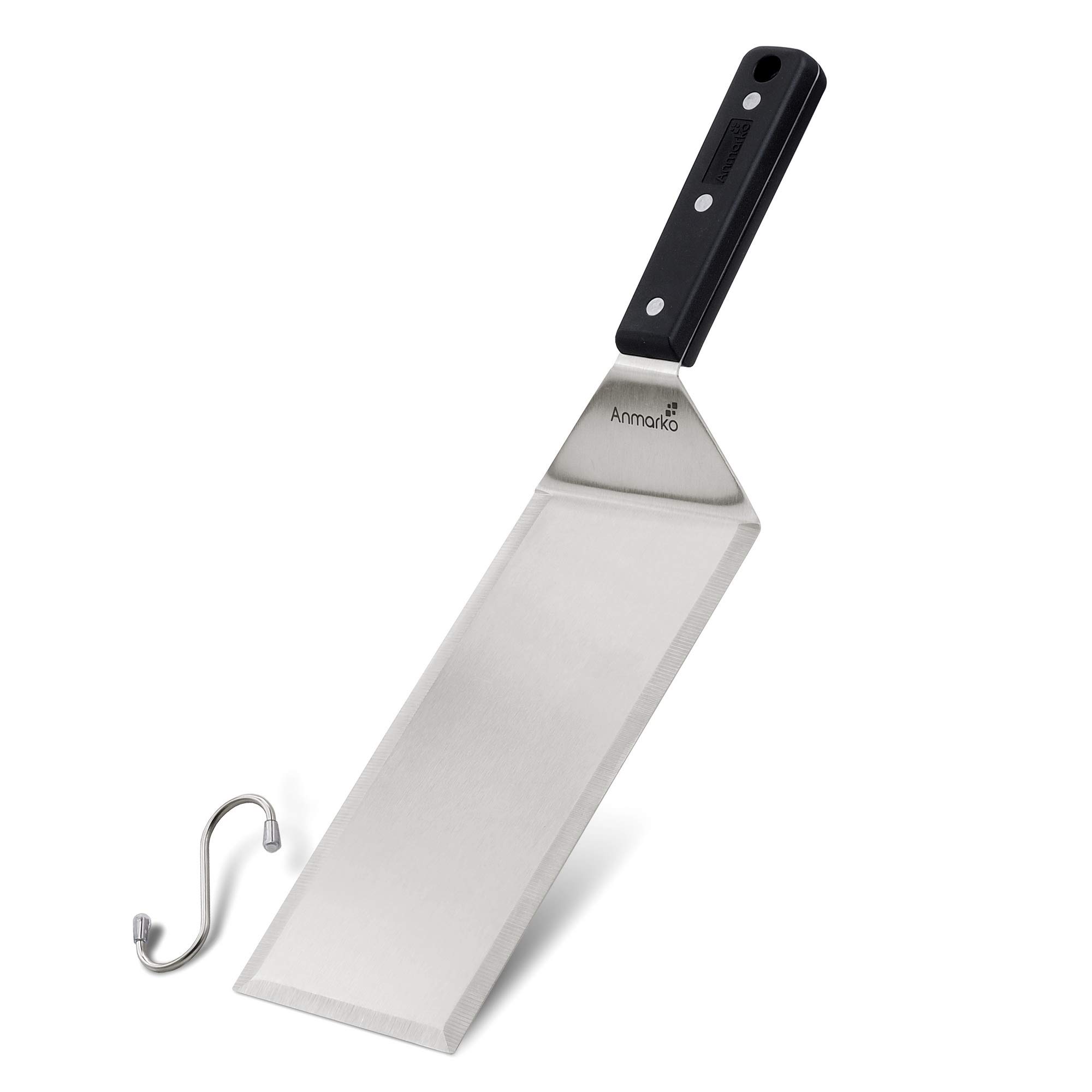 Anmarko 4x8 Inch Stainless Steel Griddle Spatula - Heavy Duty Burger Turner, Pancake Flipper & Grill Scraper - Commercial Grade BBQ & Flat Top Griddle Accessories - Perfect for Outdoor Grilling, Camping & Restaurant Cooking