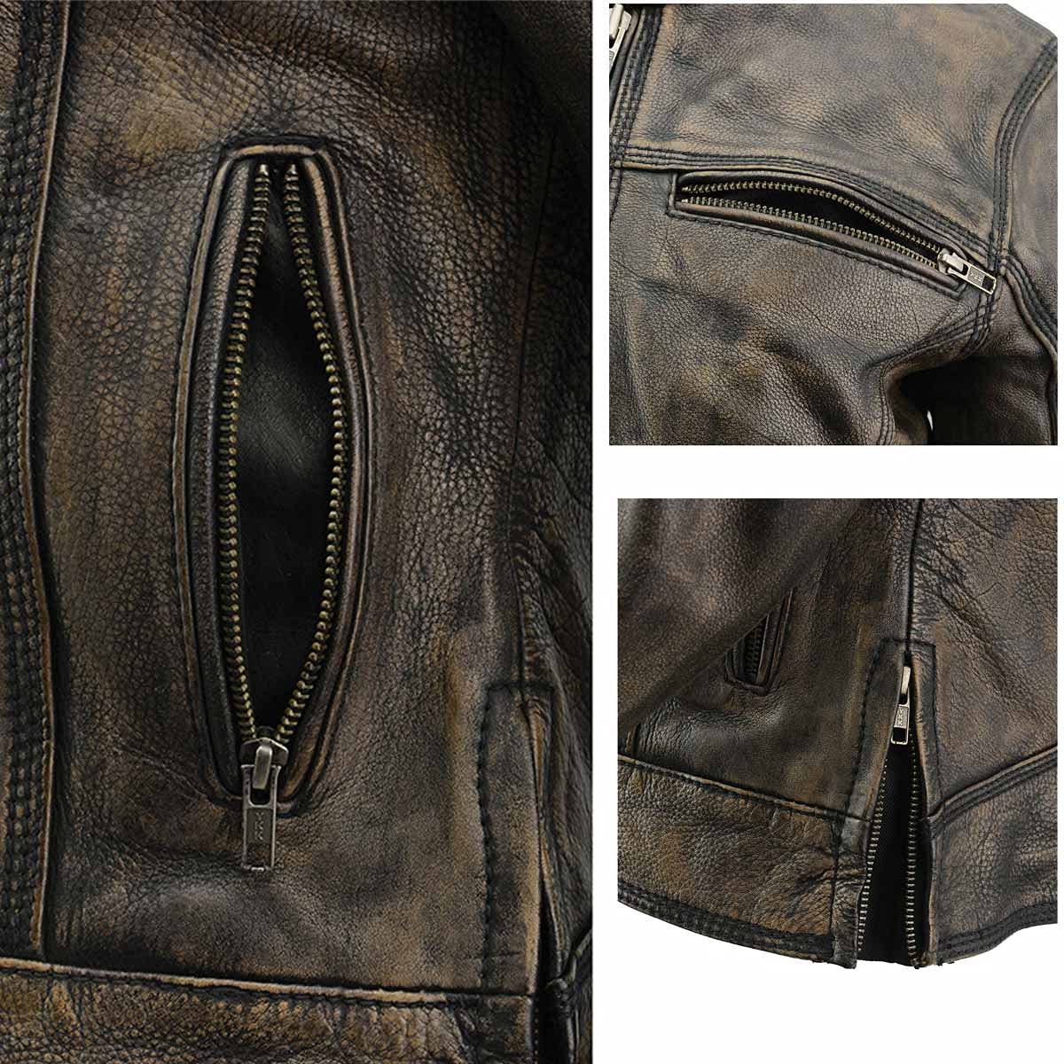 Milwaukee Leather MLL2550 Women's Scooter Distressed Brown Leather Vented Motorcycle Jacket - Breathable Protective Riding Gear for Urban Commuting & Motorcycle Adventures