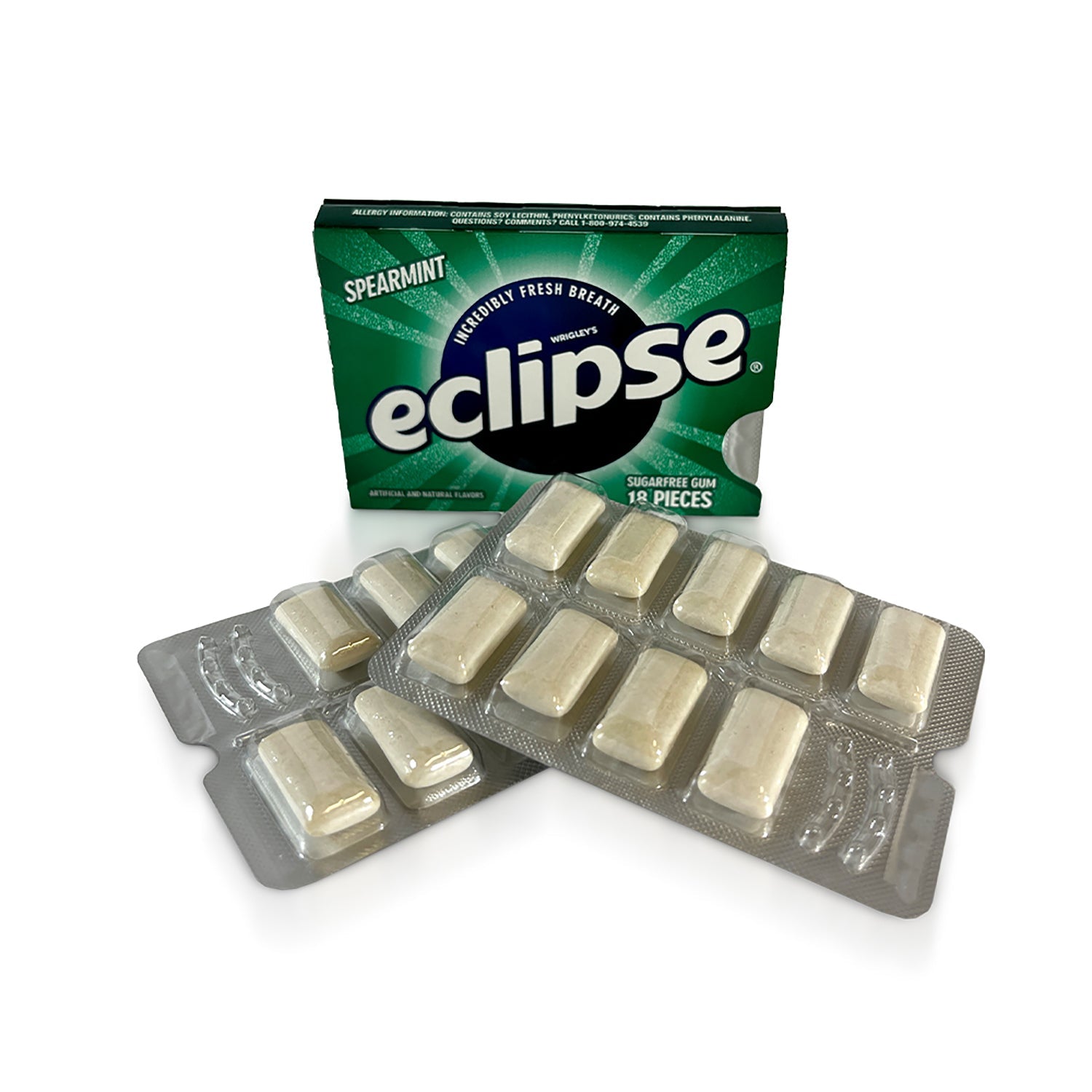 Eclipse Sugar Free Spearmint Chewing Gum - 8 Count Box - Fresh Breath for Work, Gym & Travel