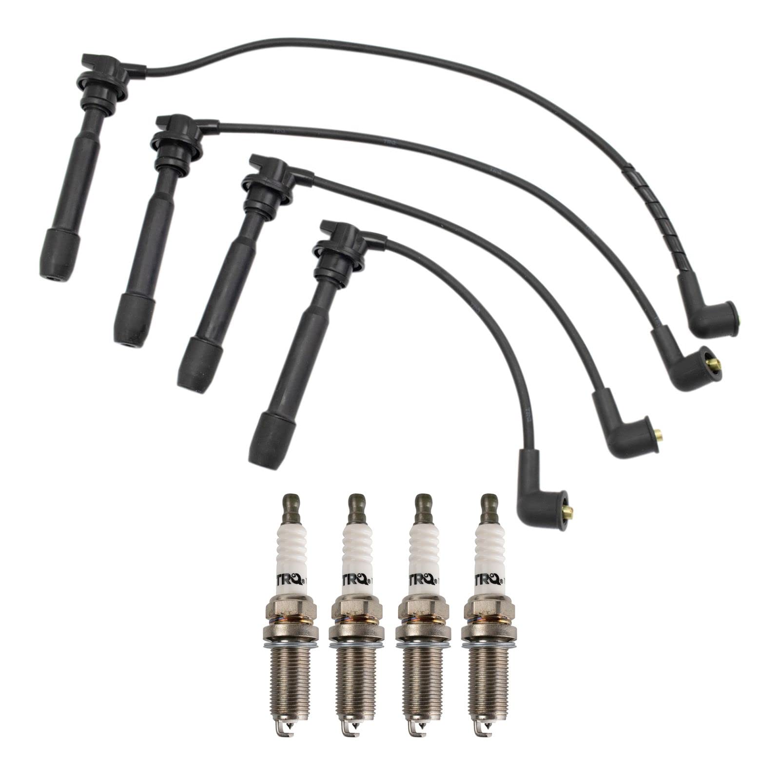 High Performance Ignition Kit with Spark Plugs & Wires - Compatible with 1996-2006 Hyundai Elantra, 2005-2009 Tucson, 2009 Kia Spectra/Spectra5, 2005-2010 Sportage - Improve Engine Power & Fuel Efficiency for Smooth Driving