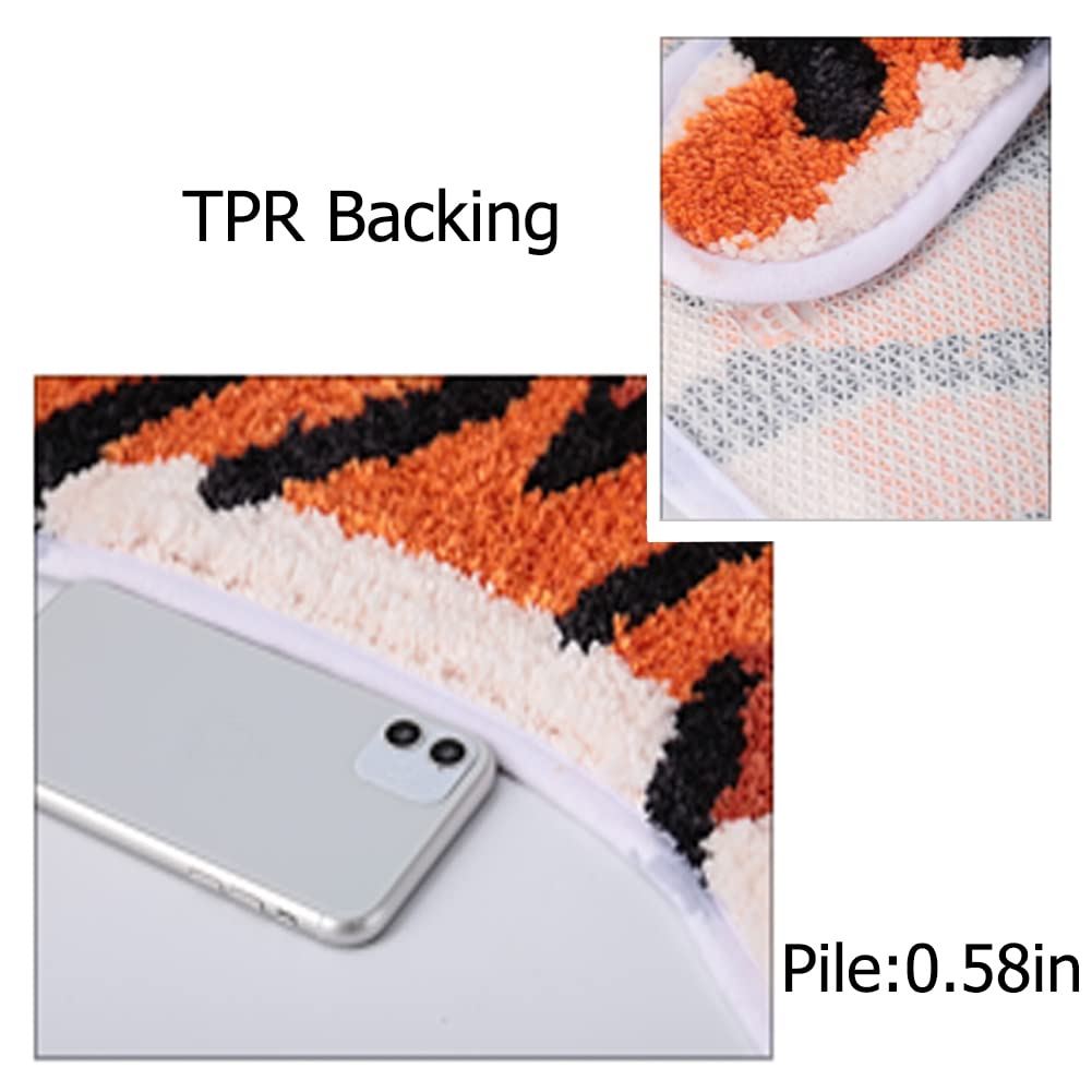 Non-Slip Tiger Bath Mat - 22x34 Inch Orange Shower Rug for Bathroom & Playroom