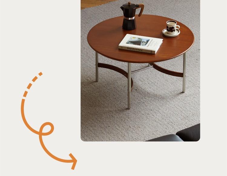 Solid Poplar Wood American Retro Coffee Table - Mid-Century Modern Living Room Furniture for Home Decor & Small Space