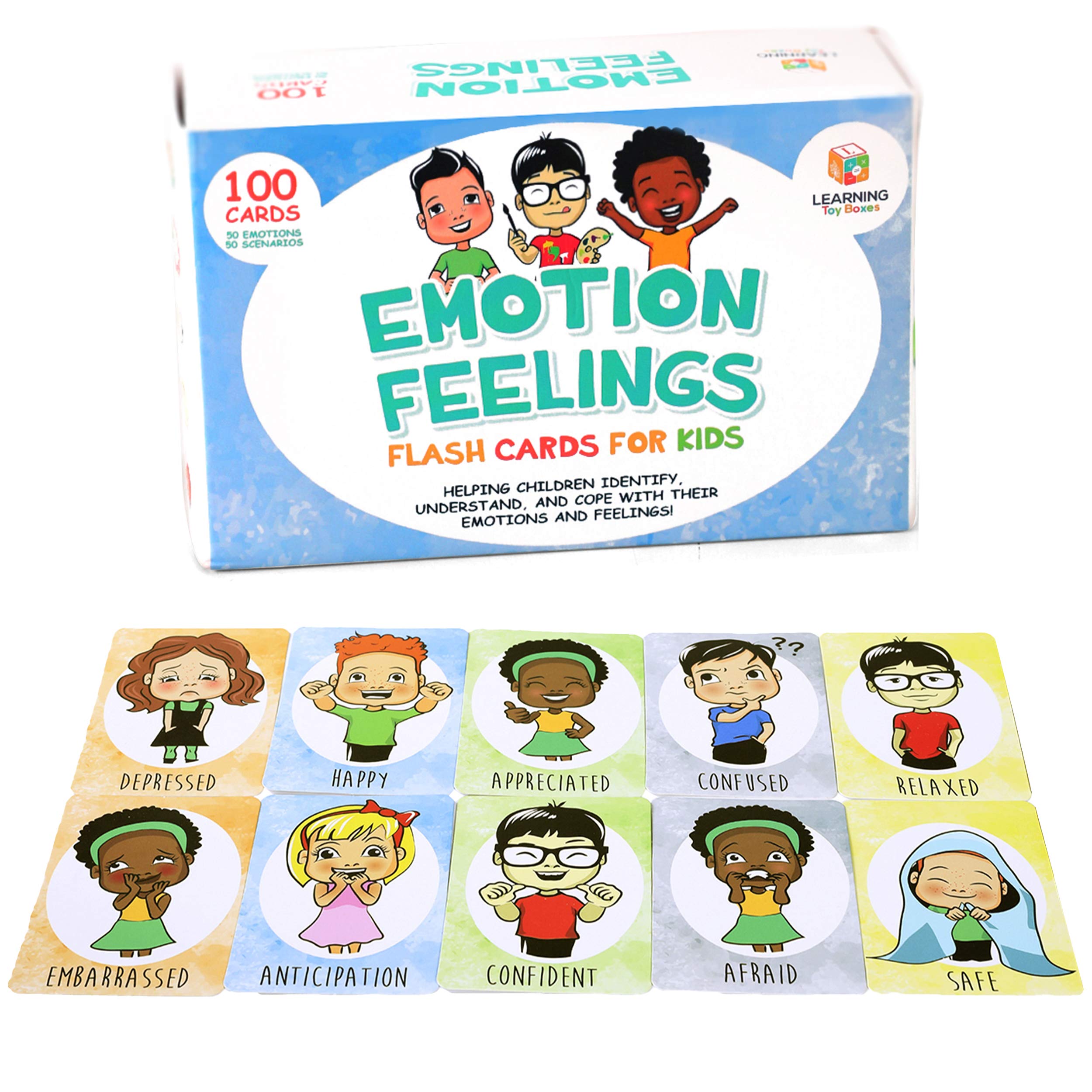 100 Emotion Cards for Kids - Feelings & Emotions Flashcards for Autism, ABA Therapy, Social Emotional Learning (SEL) - Perfect for Toddlers, Preschool & Elementary School Boys & Girls - Great Therapy Tools for Home, Classroom & Counseling Sessions