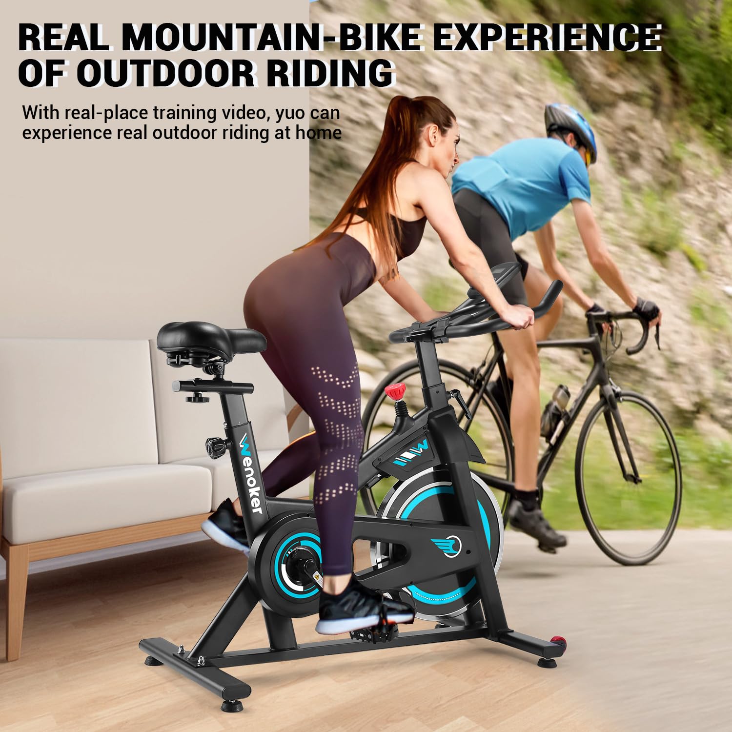 WENOKER Indoor Cycling Bike - Silent Belt Drive, Heavy Flywheel & LCD Monitor - Stationary Exercise Bike for Home Gym Cardio Workout - Perfect for Weight Loss, Fitness Training & Home Exercise