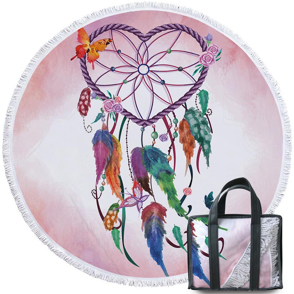 Catch A Dream Round Beach Towel - Large Soft Sand-Free Quick Dry Towel for Pool, Beach, Picnic, Yoga & Outdoor Activities