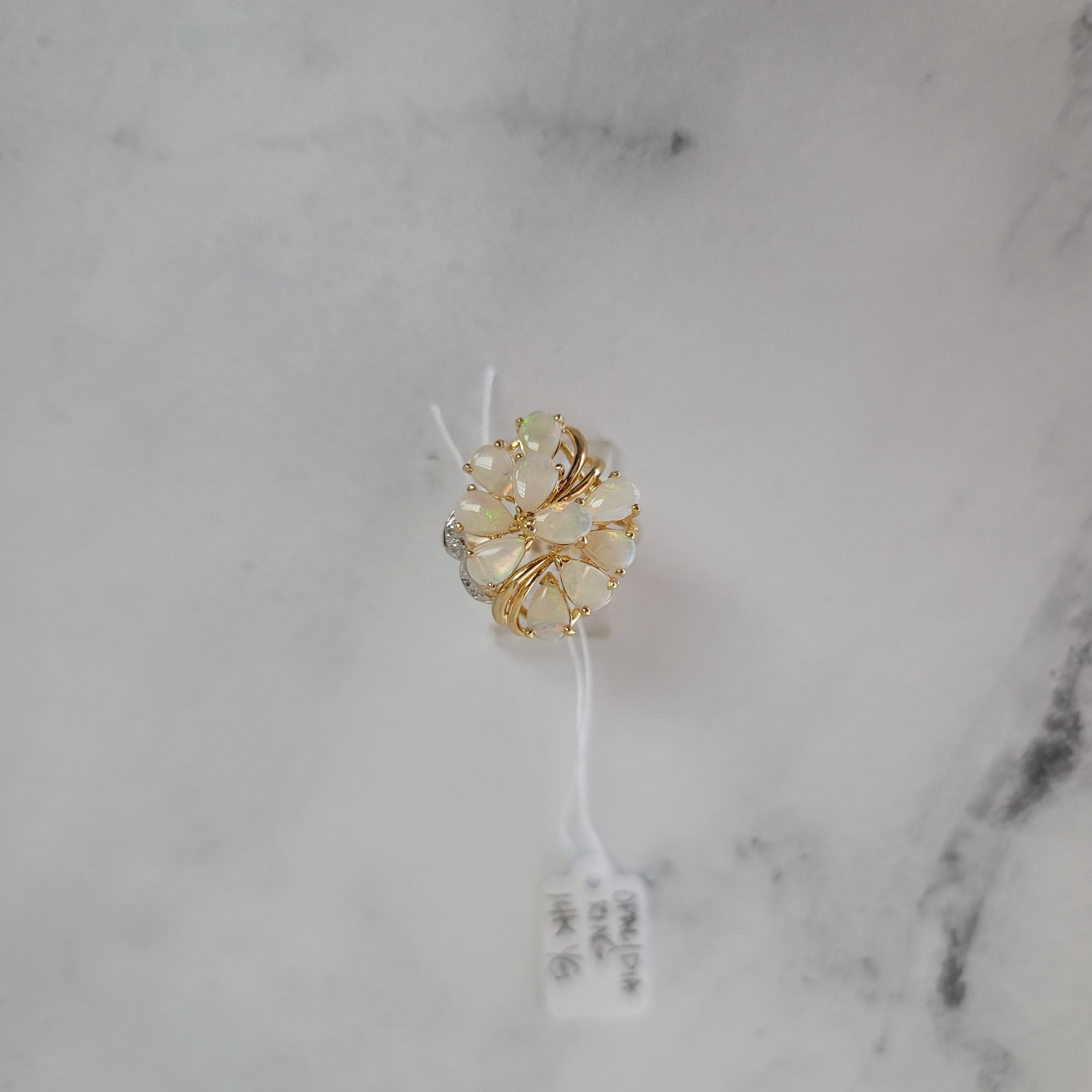 2 Carat Pear-Shaped Opal Cluster Ring - Elegant Statement Jewelry for Weddings, Anniversaries & Special Occasions