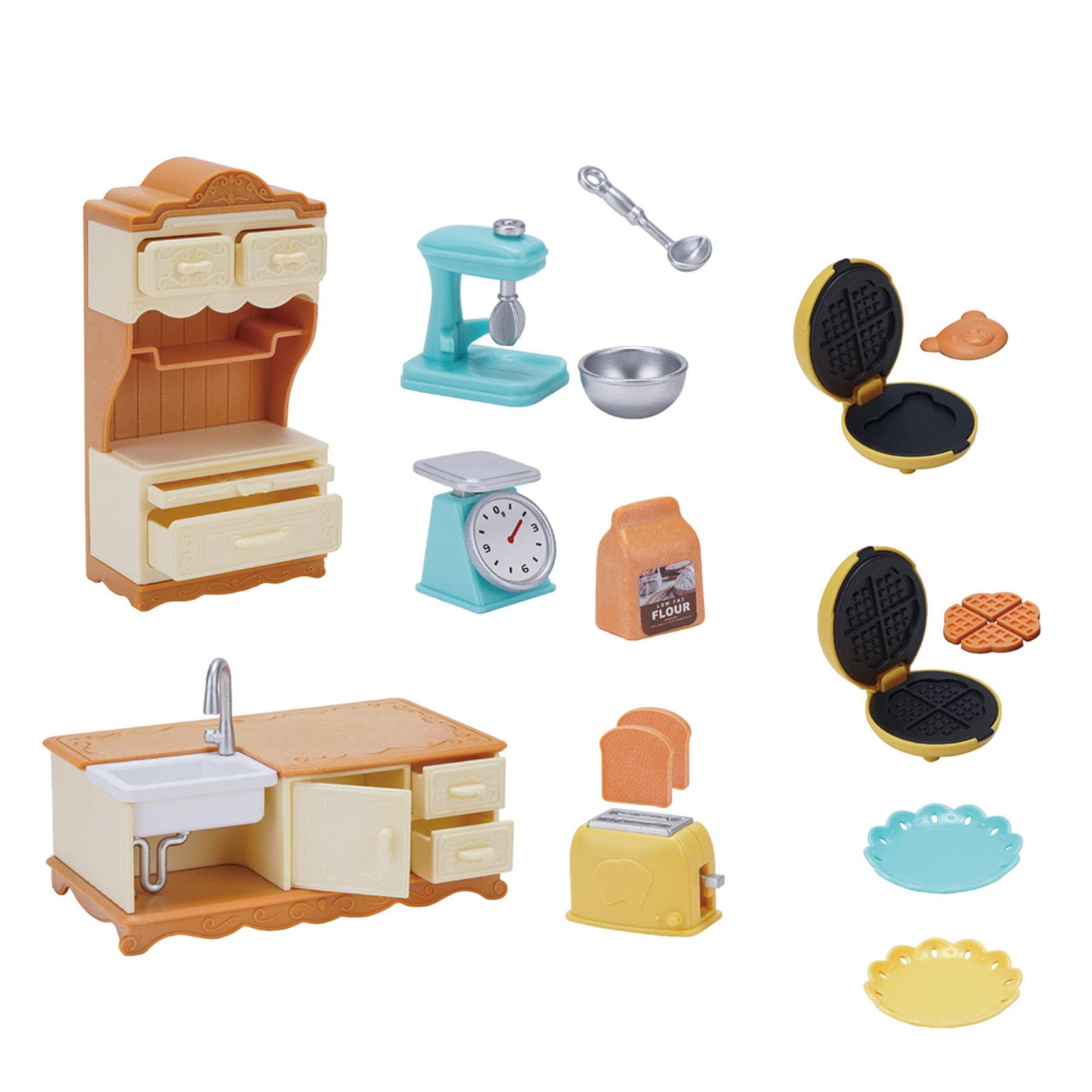 Meideli Dollhouse Playset - Multifunctional Plastic Cabinet & Dining Table Accessories for Micro Dining Room, Perfect for Kids' Pretend Play and Room Decoration