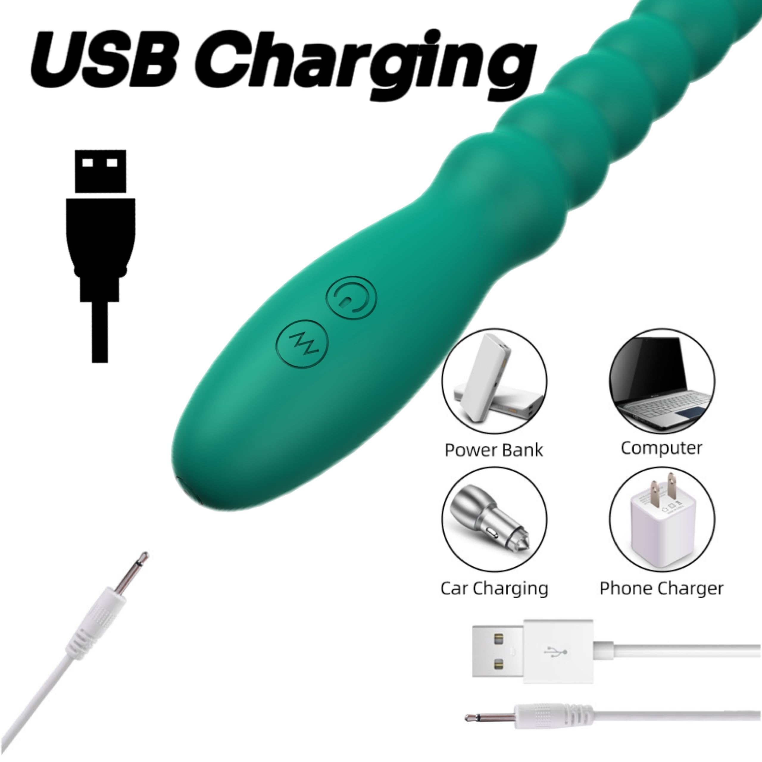 Rechargeable Vibrating Anal Beads Butt Plug - 10 Speed Prostate Massager & G-Spot Stimulator for Men & Women - Adult Sex Toy for Couples Pleasure & Solo Play - Perfect for Bedroom Fun & Spicing Up Relationships (Green)