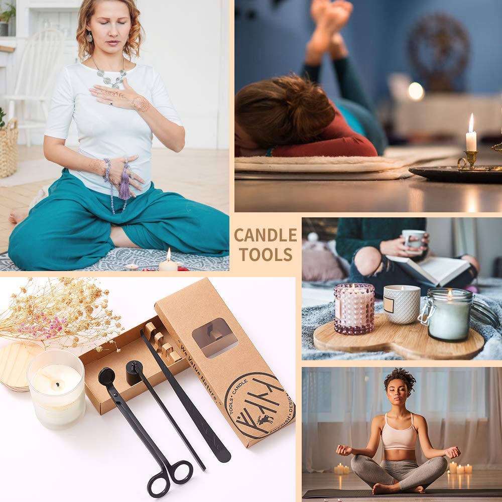 Premium 3-in-1 Candle Accessory Set - Wick Trimmer, Dipper & Snuffer - Elegant Black Candle Tools for Wax Lovers - Perfect for Home Spa, Romantic Dinners & Relaxation Gifts