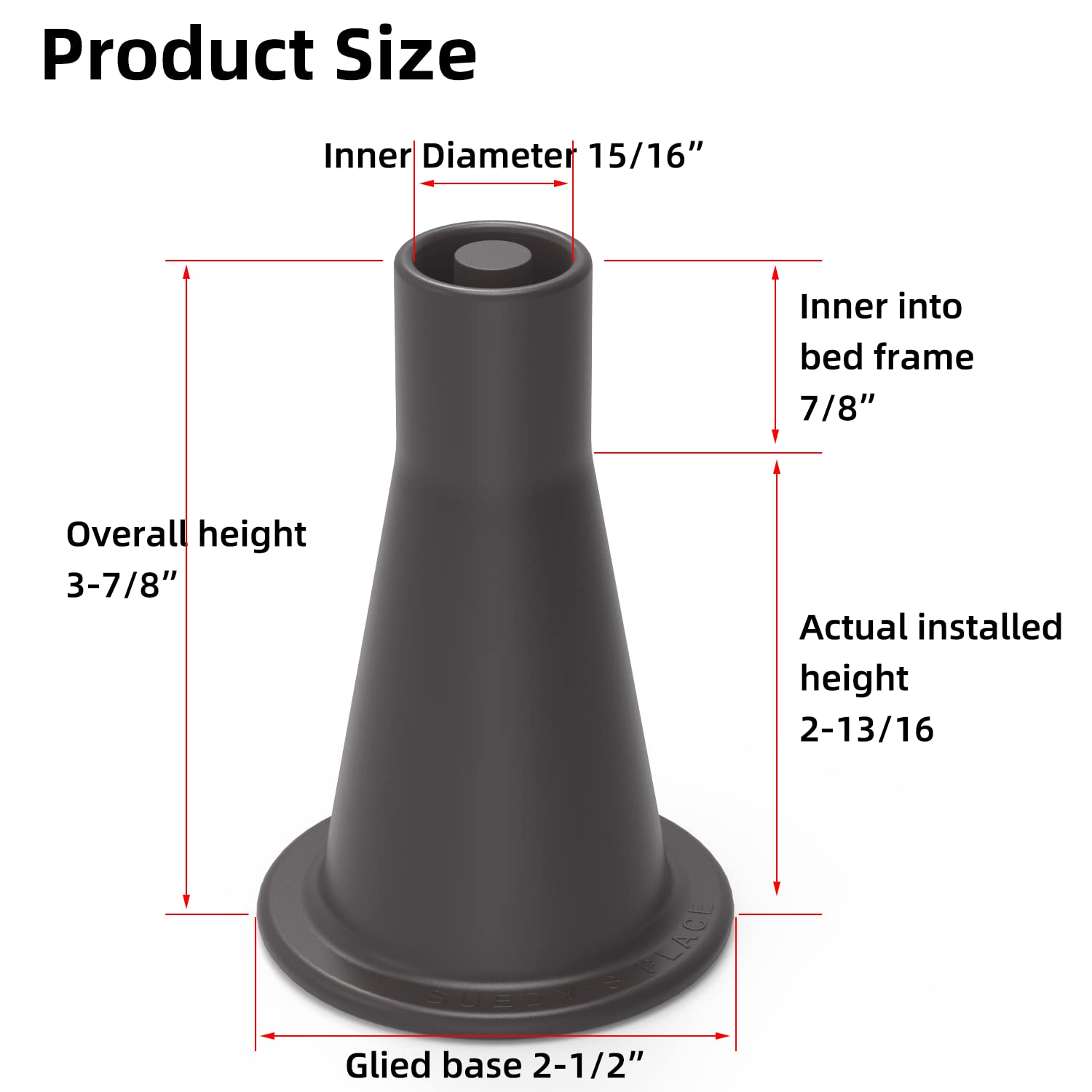 6 Pcs Tall Sturdy Cone Shaped Bed Frame Legs - Heavy Duty Plastic Bed Risers to Replace Wheels & Casters - Perfect for Raising Beds, Sofas & Furniture for Extra Storage Space