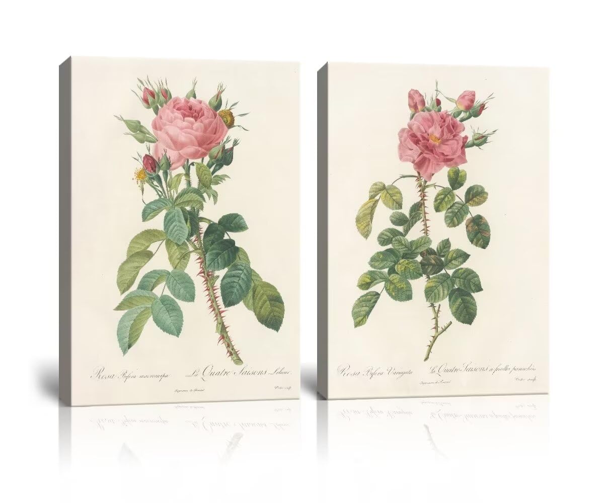 Vintage Roses Floral Canvas Wall Art - 24
