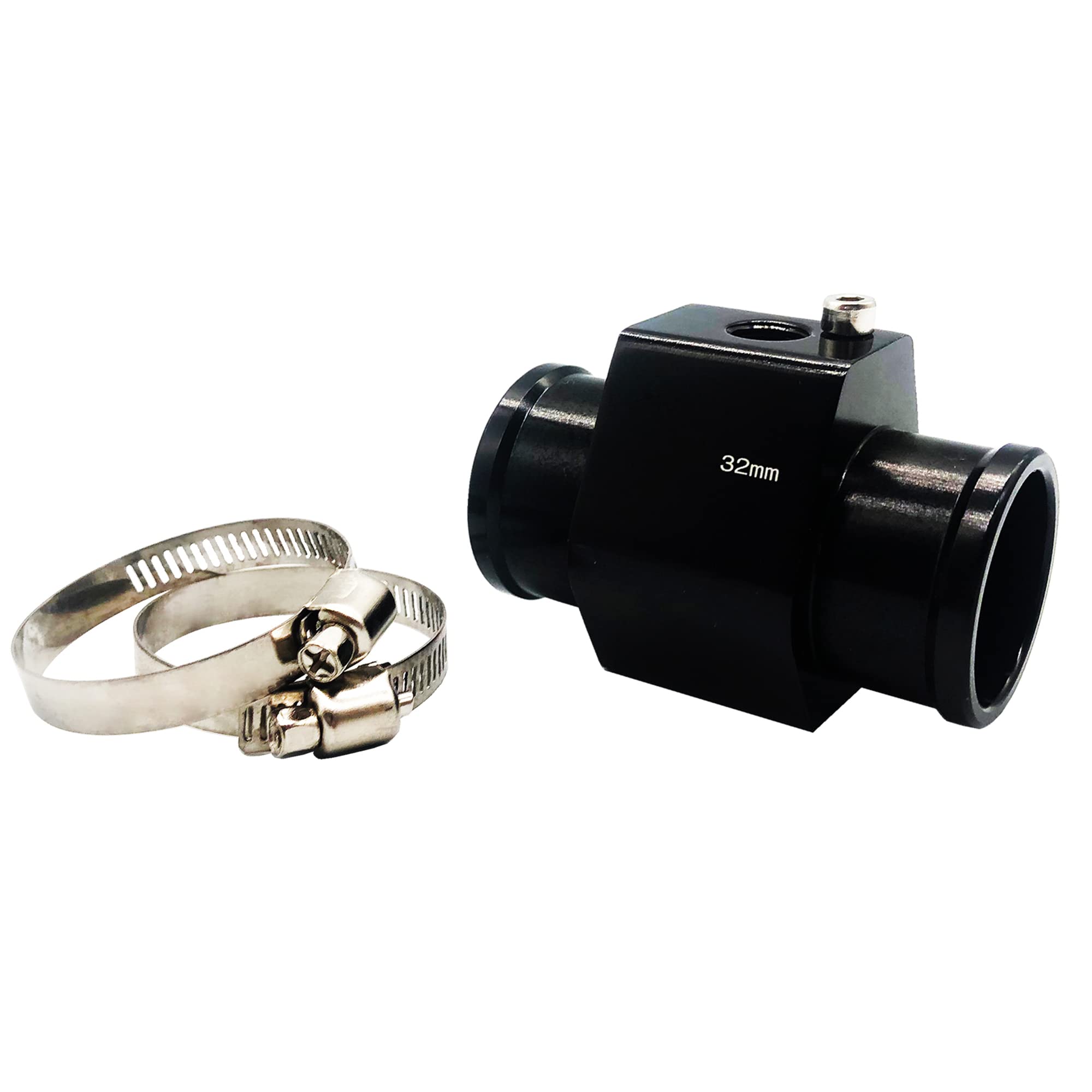 32mm Water Sender Hose Adapter Radiator Sensor - Compatible with Water Coolant Temperature Gauge Meter - Includes Hose Clamps - Perfect for Automotive Cooling System Maintenance & Engine Performance Monitoring